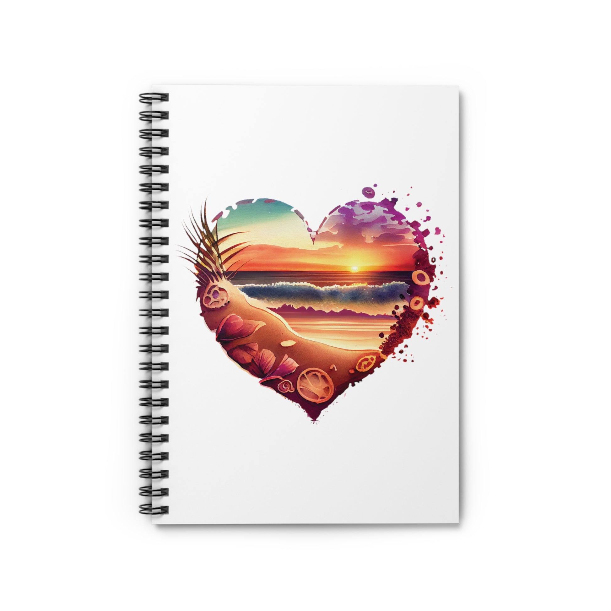 Beach Heart Sunset: Spiral Notebook - Log Books - Journals - Diaries - and More Custom Printed by TheGlassyLass