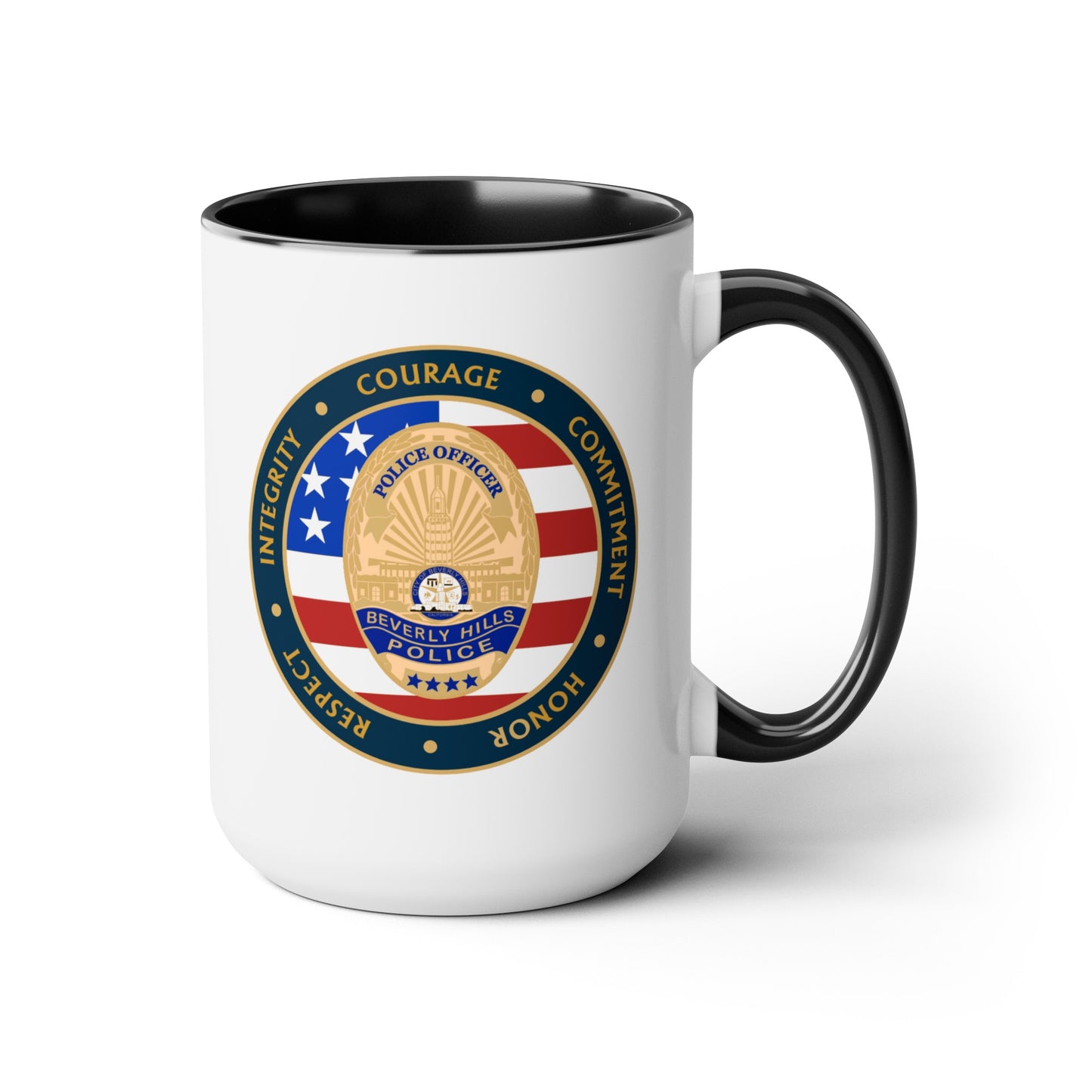 Beverly Hill Police Coffee Mug - Double Sided Black Accent White Ceramic 15oz by TheGlassyLass.com