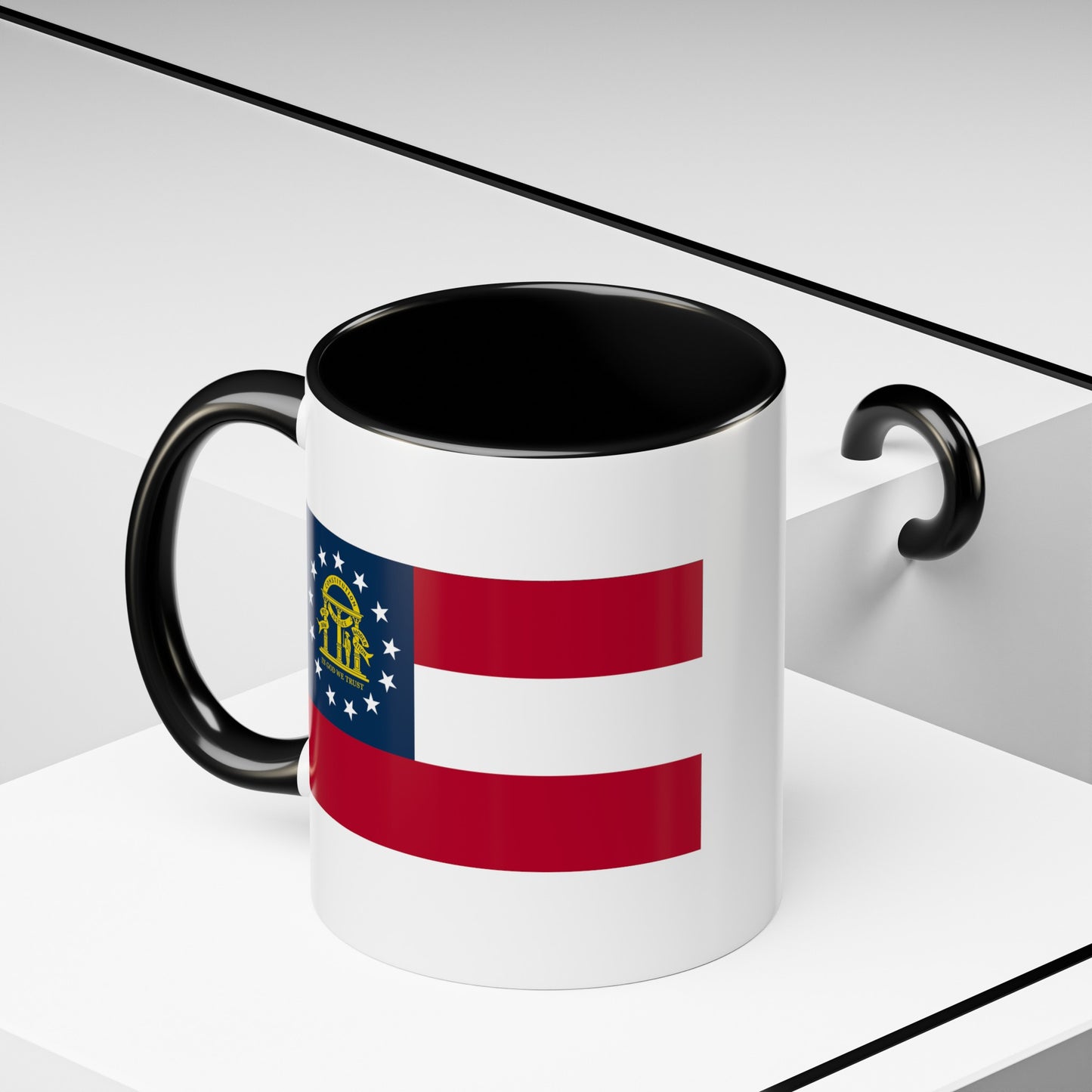 Georgia State Flag - Double Sided Black Accent White Ceramic Coffee Mug 11oz by TheGlassyLass.com