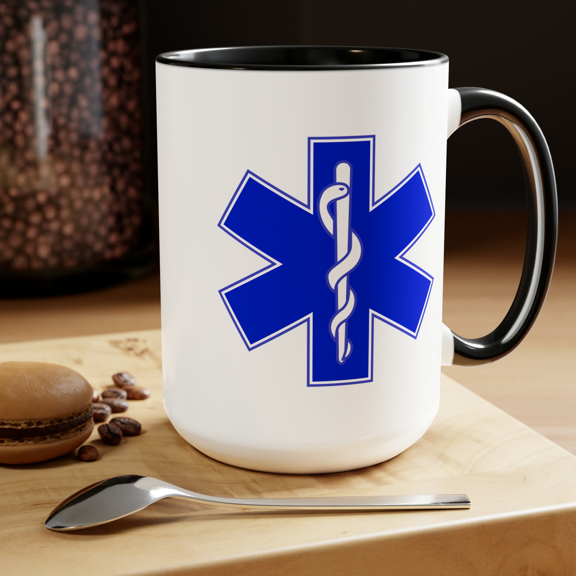 Paramedic Coffee Mug - Double Sided Black Accent White Ceramic 15oz by TheGlassyLass