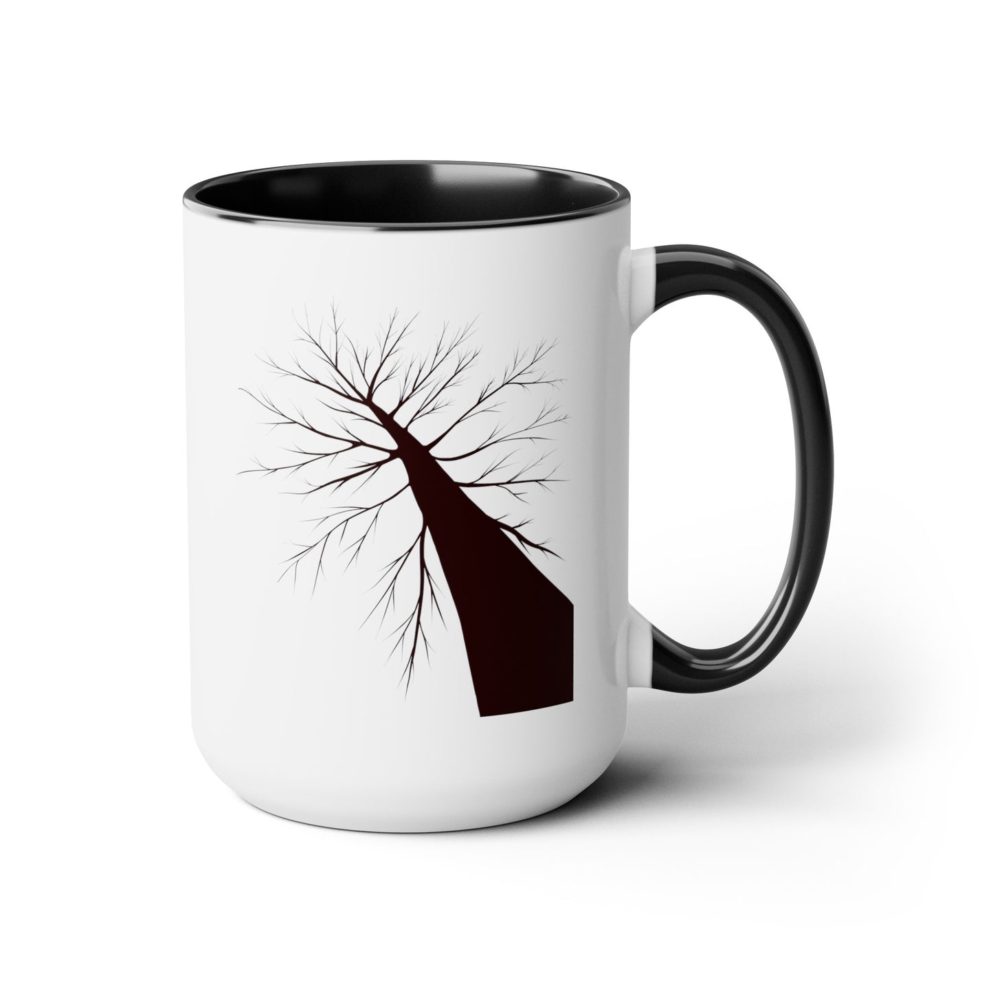 Barren Tree Coffee Mug - Double Sided Black Accent White Ceramic 15oz by TheGlassyLass.com