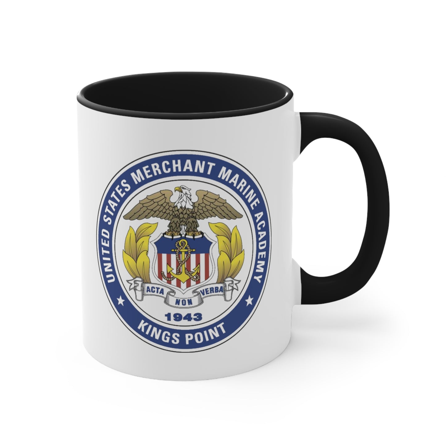 US Merchant Marine Academy Coffee Mug - Double Sided Black Accent White Ceramic 11oz by TheGlassyLass.com