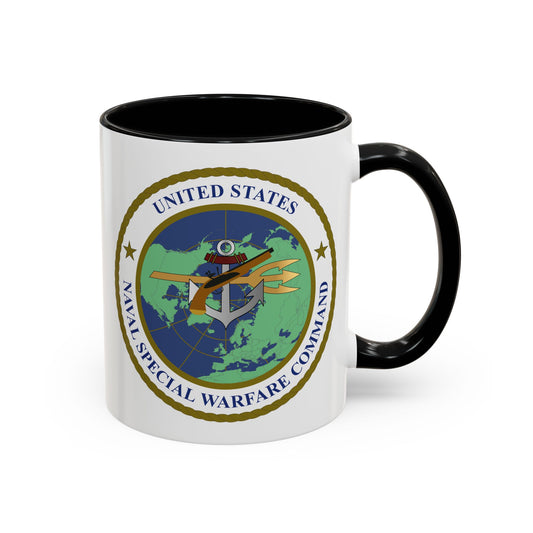 United States Naval Special Warfare Command Coffee Mug - Double Sided Black Accent White Ceramic 11oz by TheGlassyLass.com
