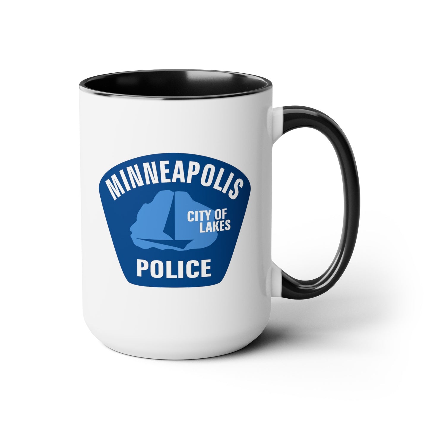 Minneapolis Police Coffee Mug - Double Sided Black Accent White Ceramic 15oz by TheGlassyLass.com