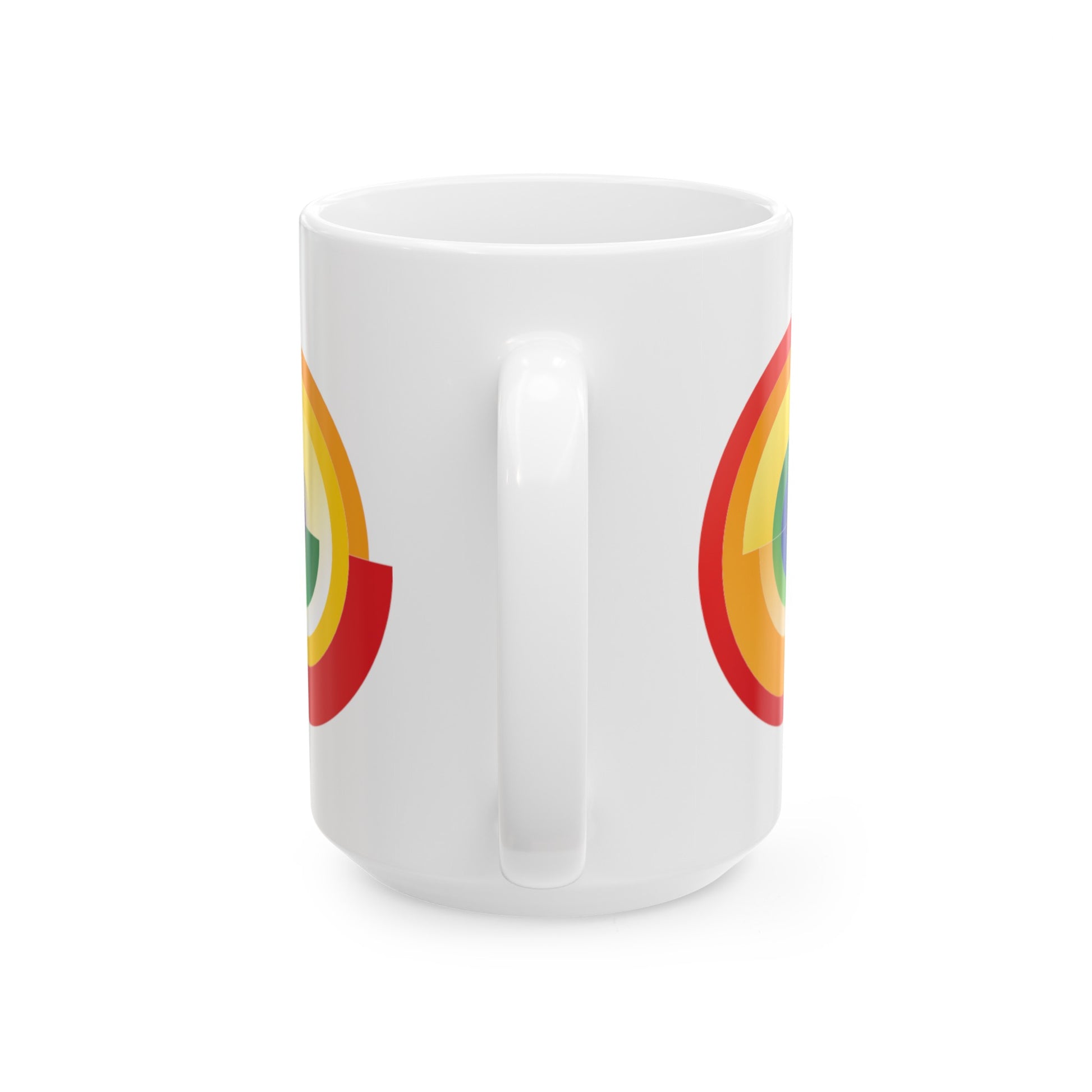 Rainbow Flag Coffee Mug - Double Sided White Ceramic 15oz by TheGlassyLass.com