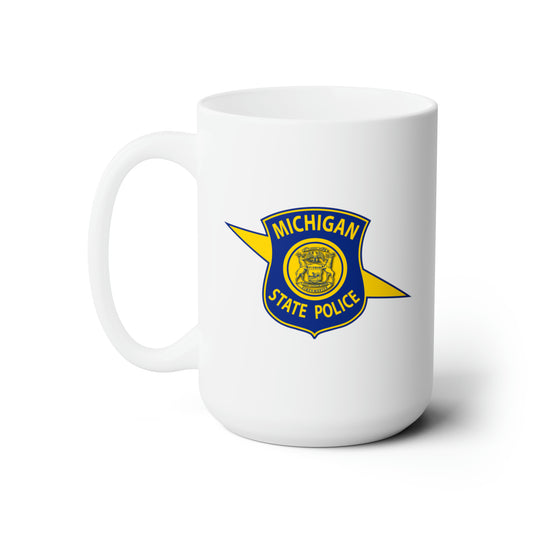 Michigan State Police Coffee Mug - Double Sided White Ceramic 15oz by TheGlassyLass.com