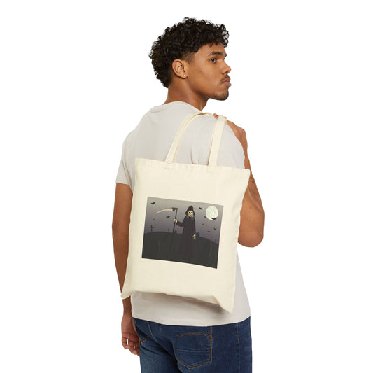 Deathsikle Haunted Halloween Trick or Treat Tote Bag - Heavyweight 100% Cotton Canvas by TheGlassyLass.com