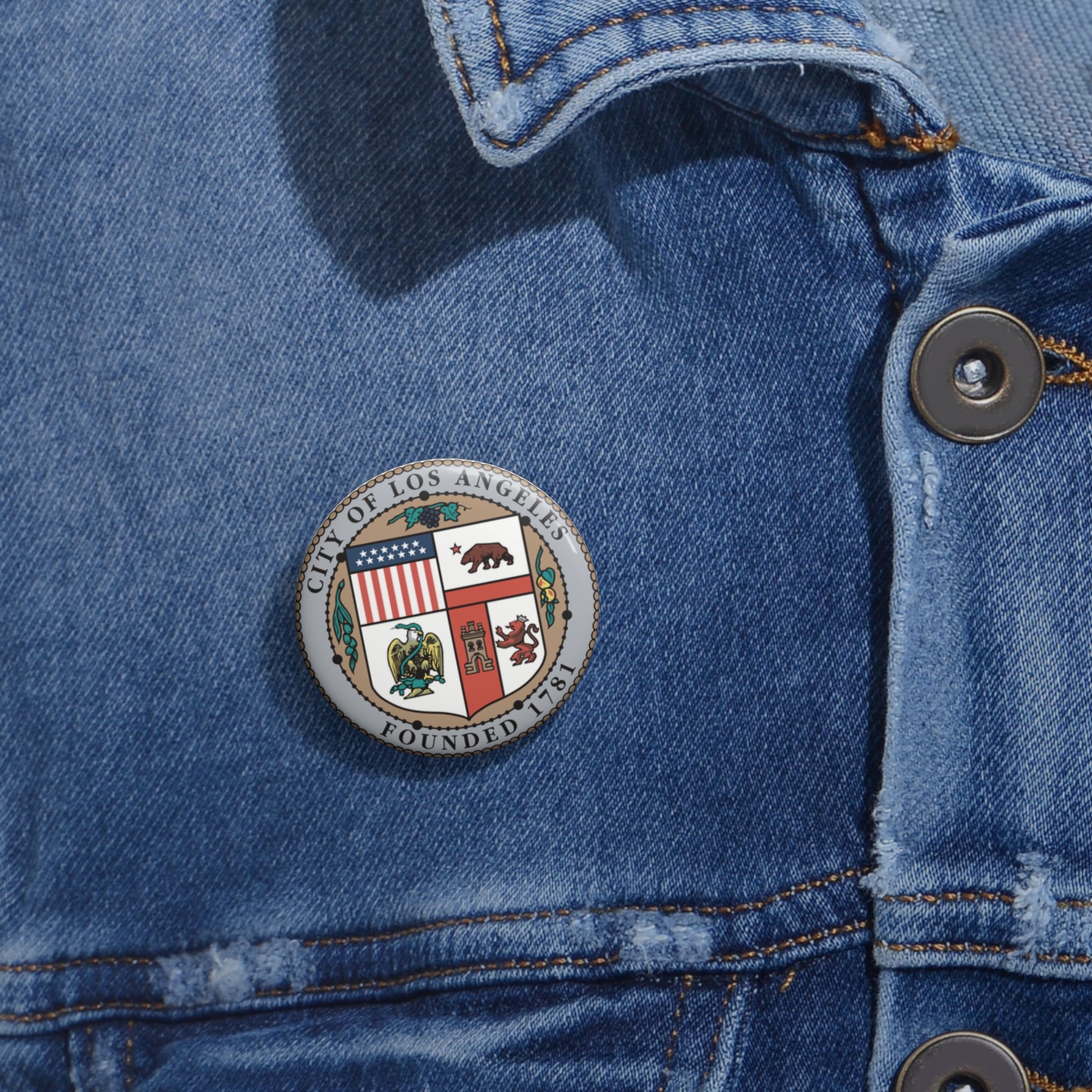 City of Los Angeles Seal 1.25' Round Pin Enamel Style by Jan at TheGlassyLass.com