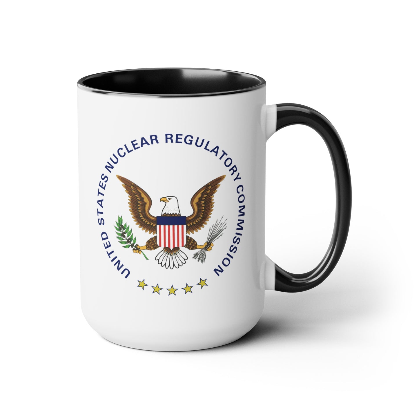 US NRC Coffee Mug - Double Sided Black Accent White Ceramic 15oz by TheGlassyLass.com