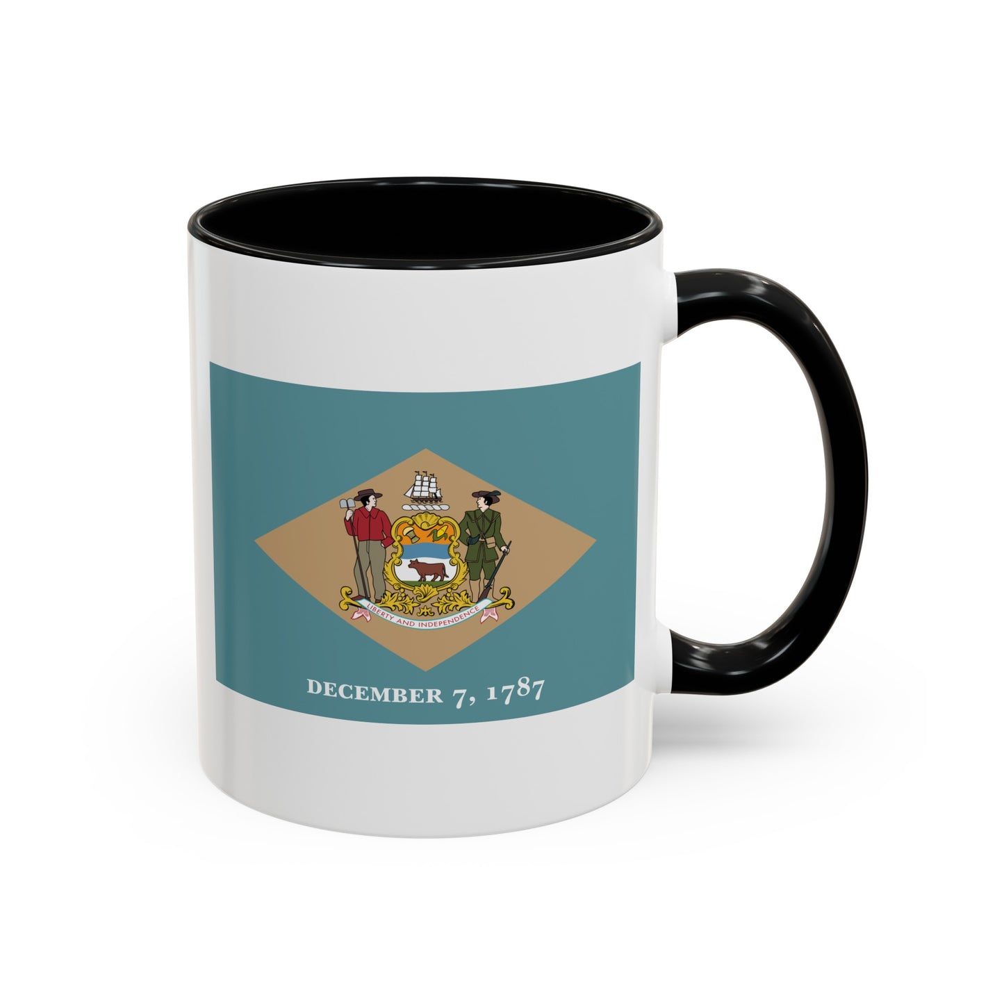 Delaware State Flag - Double Sided Black Accent White Ceramic Coffee Mug 11oz by TheGlassyLass.com