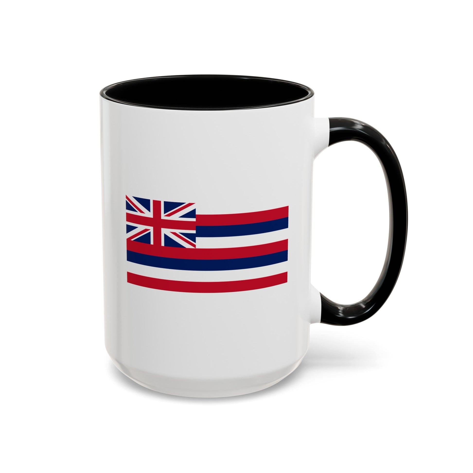 Hawaii State Flag - Double Sided Black Accent White Ceramic Coffee Mug 15oz by TheGlassyLass.com