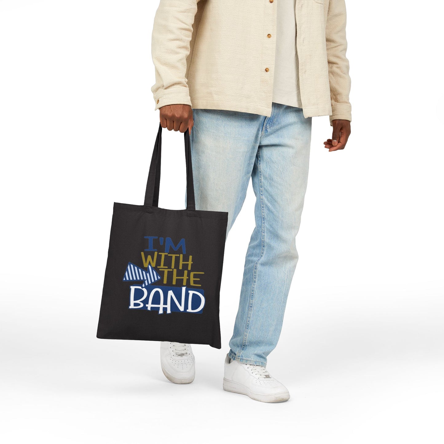 With The Band Logo Tote Bag - Heavyweight 100% Cotton Canvas by TheGlassyLass.com