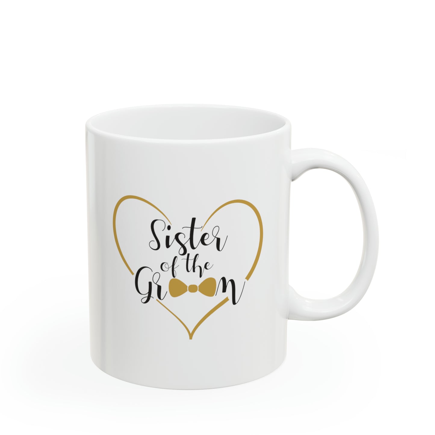 Sister of the Groom Coffee Mug - Double Sided 11oz White Ceramic by TheGlassyLass.com