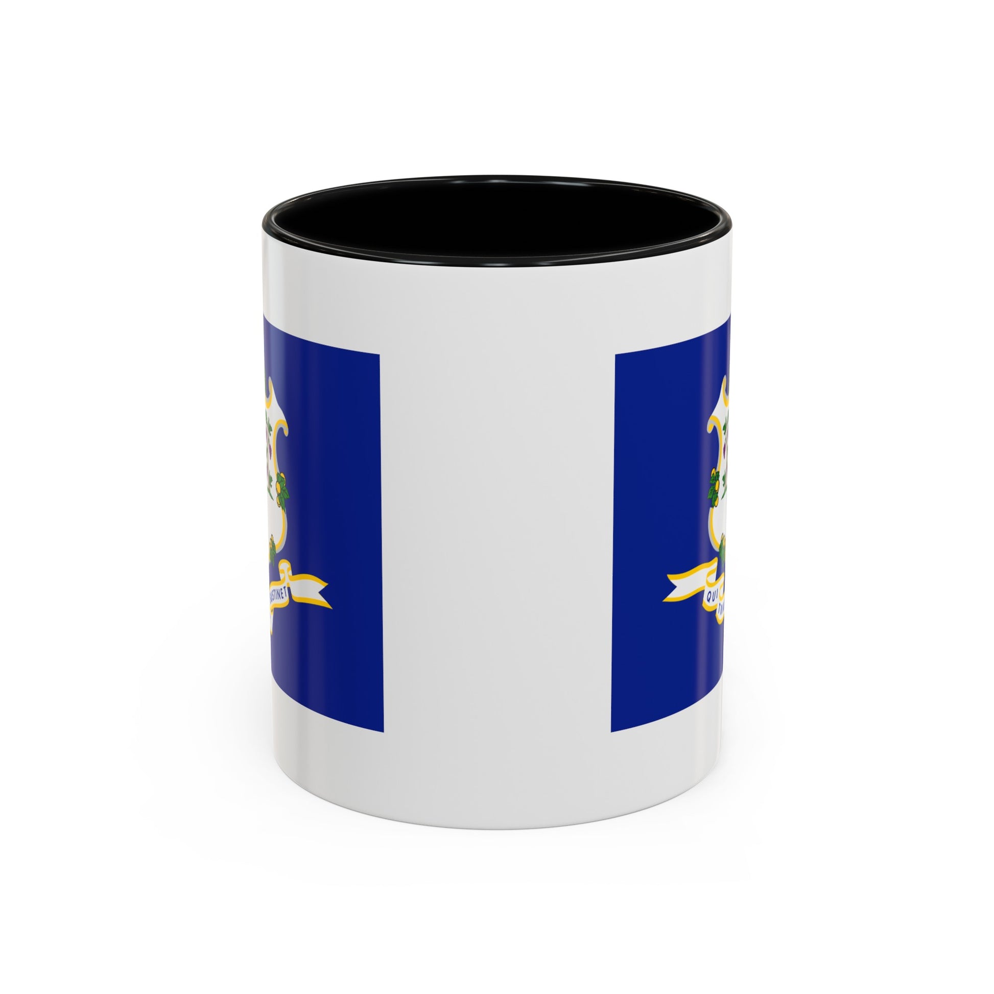 Connecticut State Flag - Double Sided Black Accent White Ceramic Coffee Mug 11oz by TheGlassyLass.com