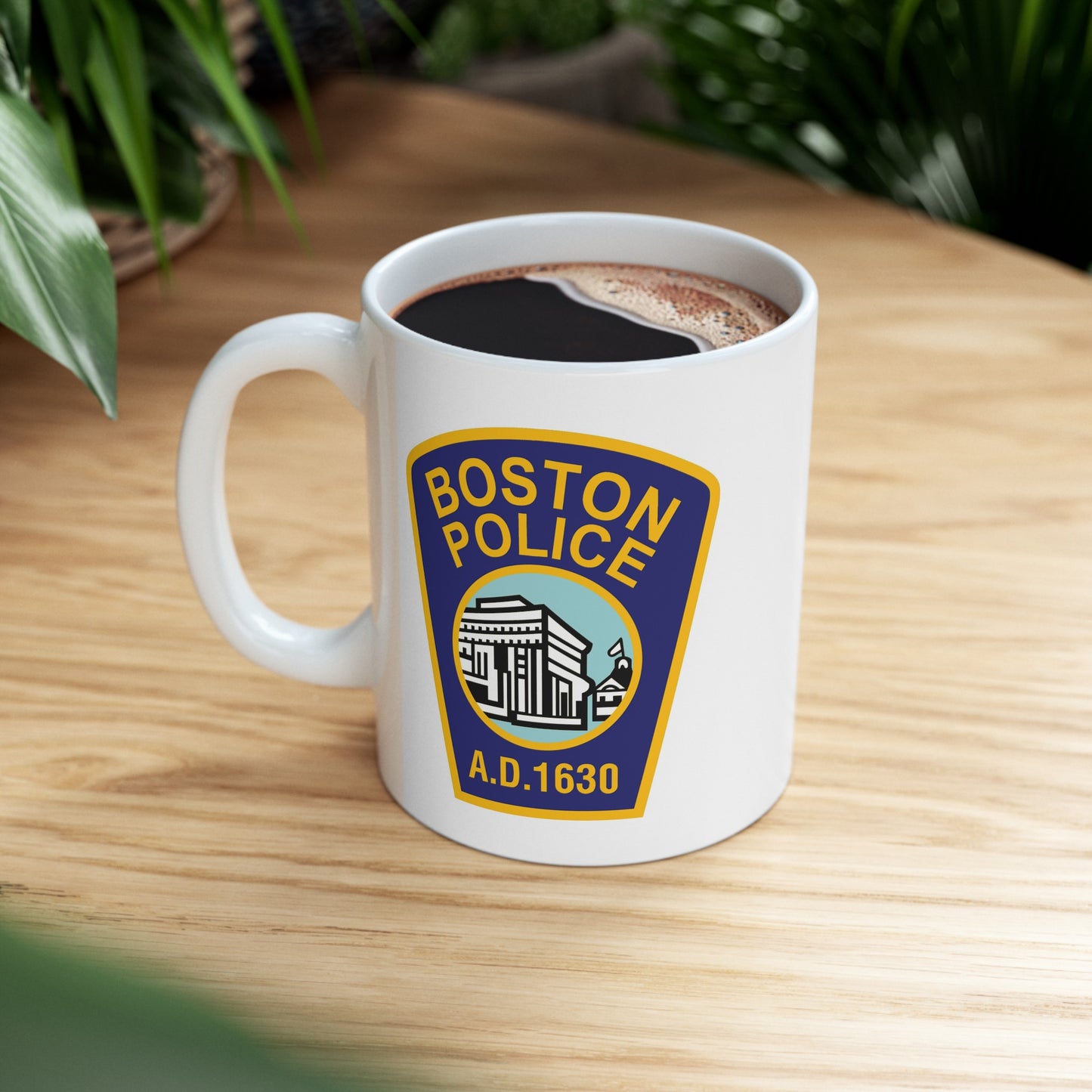 Boston Police Coffee Mug - Double Sided White Ceramic 11oz by TheGlassyLass.com