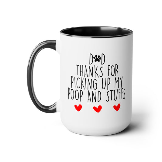 Dog Poop Coffee Mug - Double Sided Black Accent White Ceramic 15oz by TheGlassyLass.com