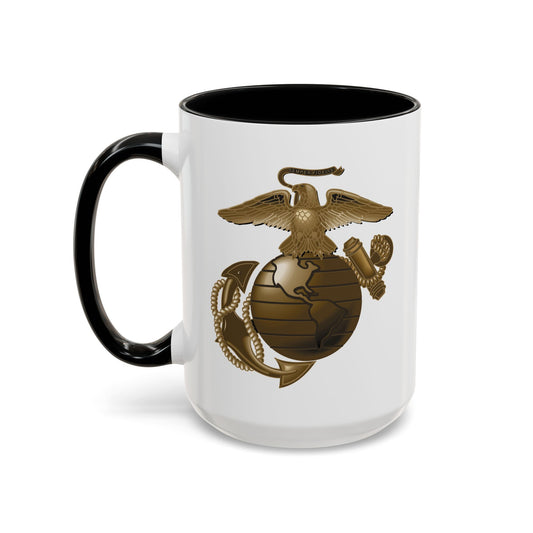 United States Marine Corps Anchor and Globe Coffee Mug - Double Sided Black Accent White Ceramic 15oz by TheGlassyLass.com