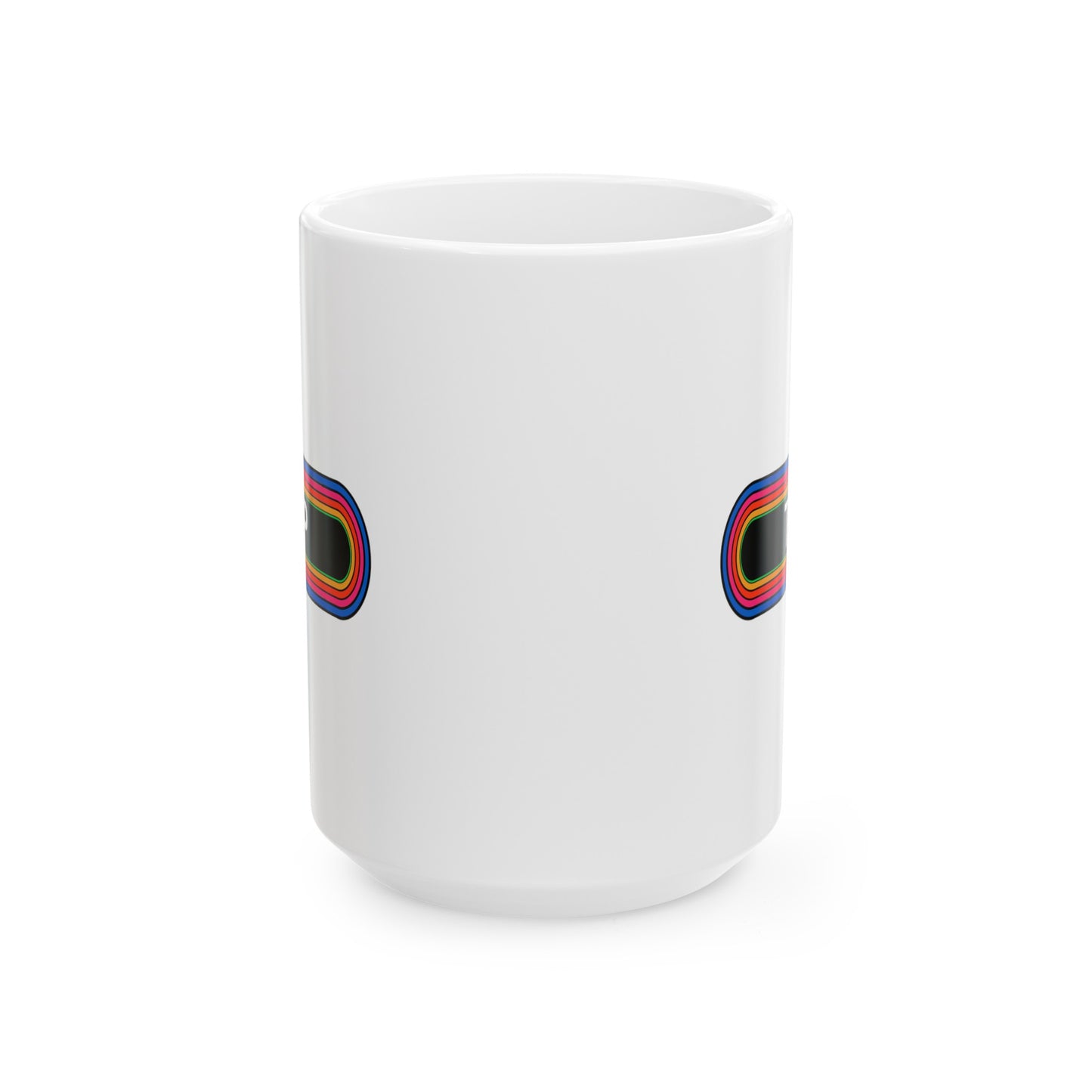 Rainbow TOP Pronouns Coffee Mug - Double Sided White Ceramic 15oz - by TheGlassyLass.com