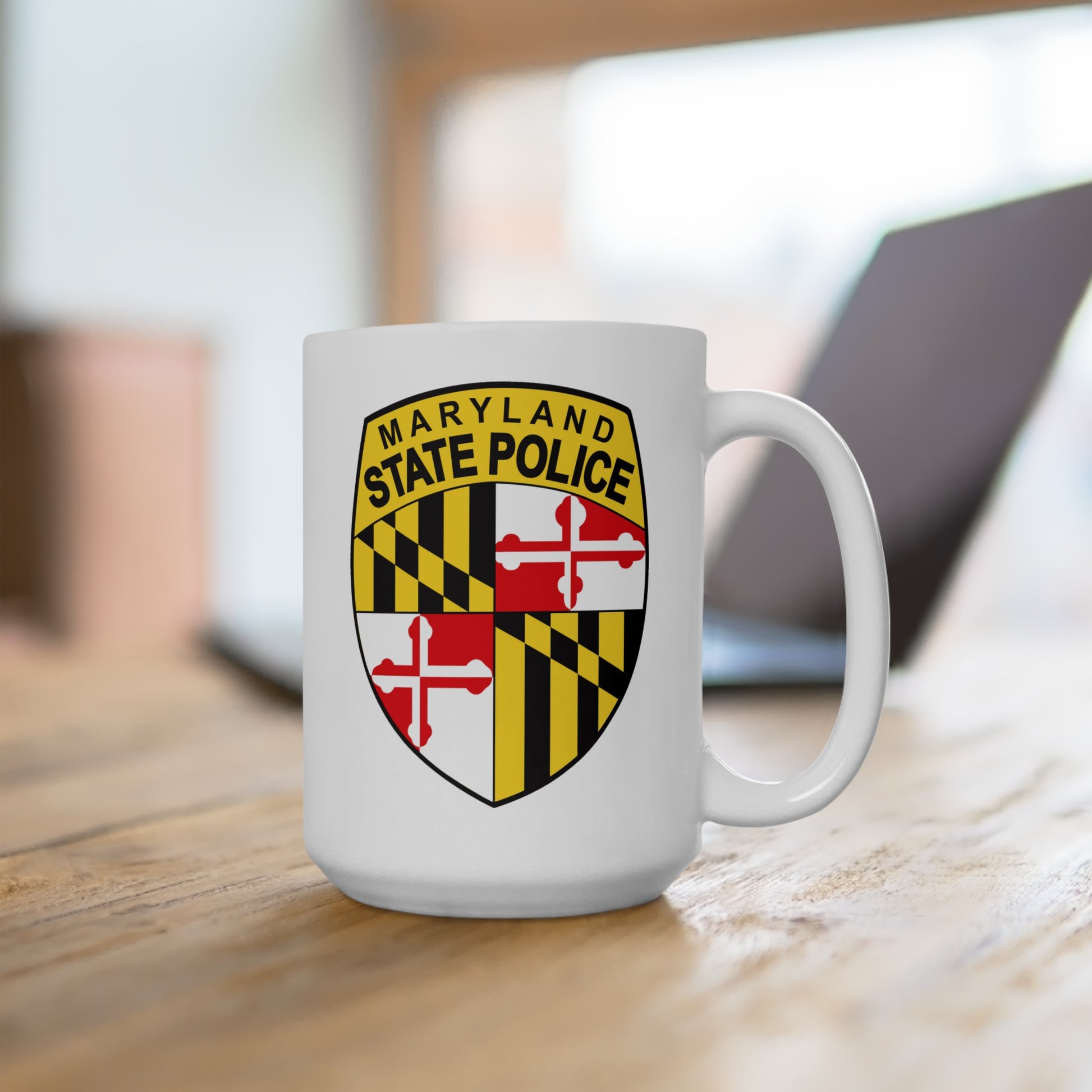 Maryland State Police Coffee Mug - Double Sided White Ceramic 15oz by TheGlassyLass.com