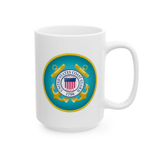 United States Coast Guard Seal Coffee Mug - Double Sided Print, White Ceramic, 15oz by TheGlassyLass.com
