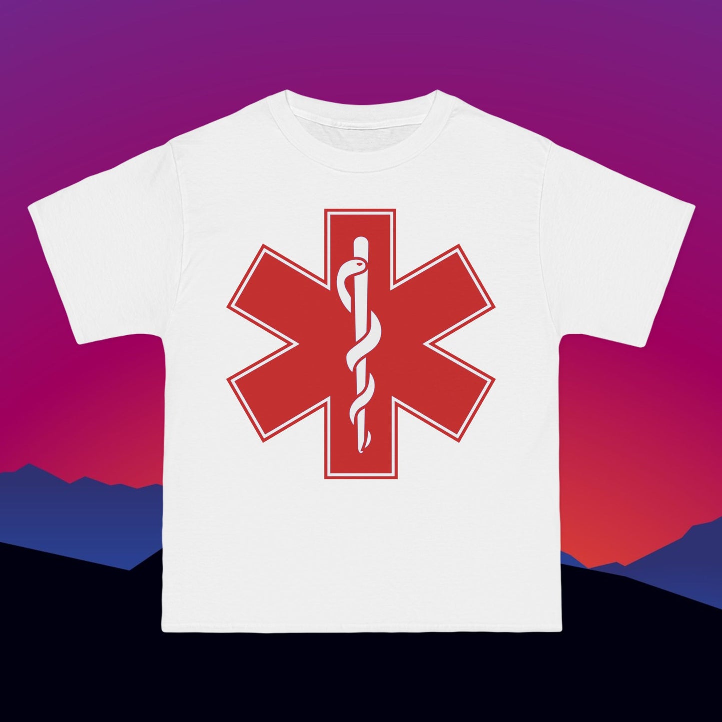 EMS Emergency Medical Service T-Shirt: (Hanes Beefy-T 100% Preshrunk Cotton Custom Printed by TheGlassyLass.com