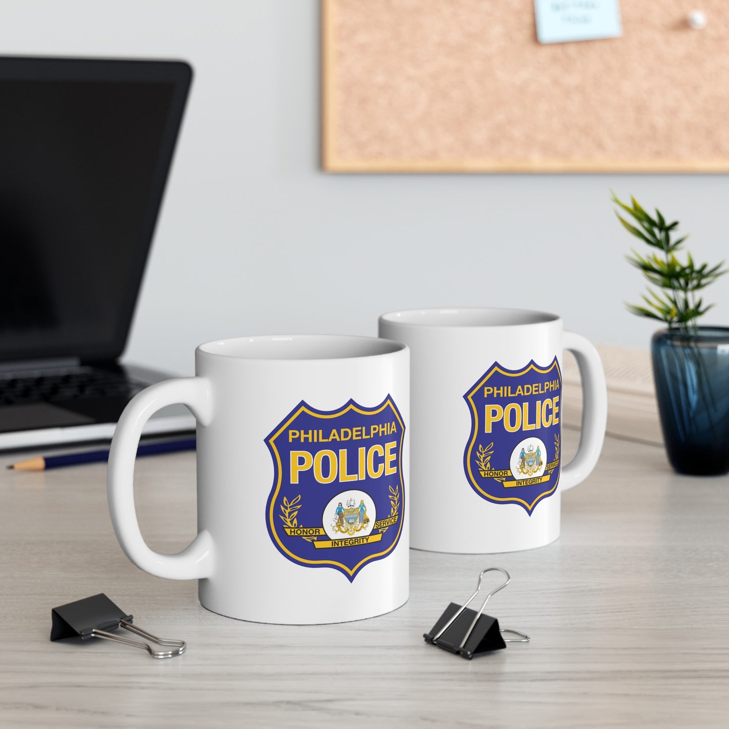 Philadelphia Police Coffee Mug - Double Sided White Ceramic 11oz by TheGlassyLass.com