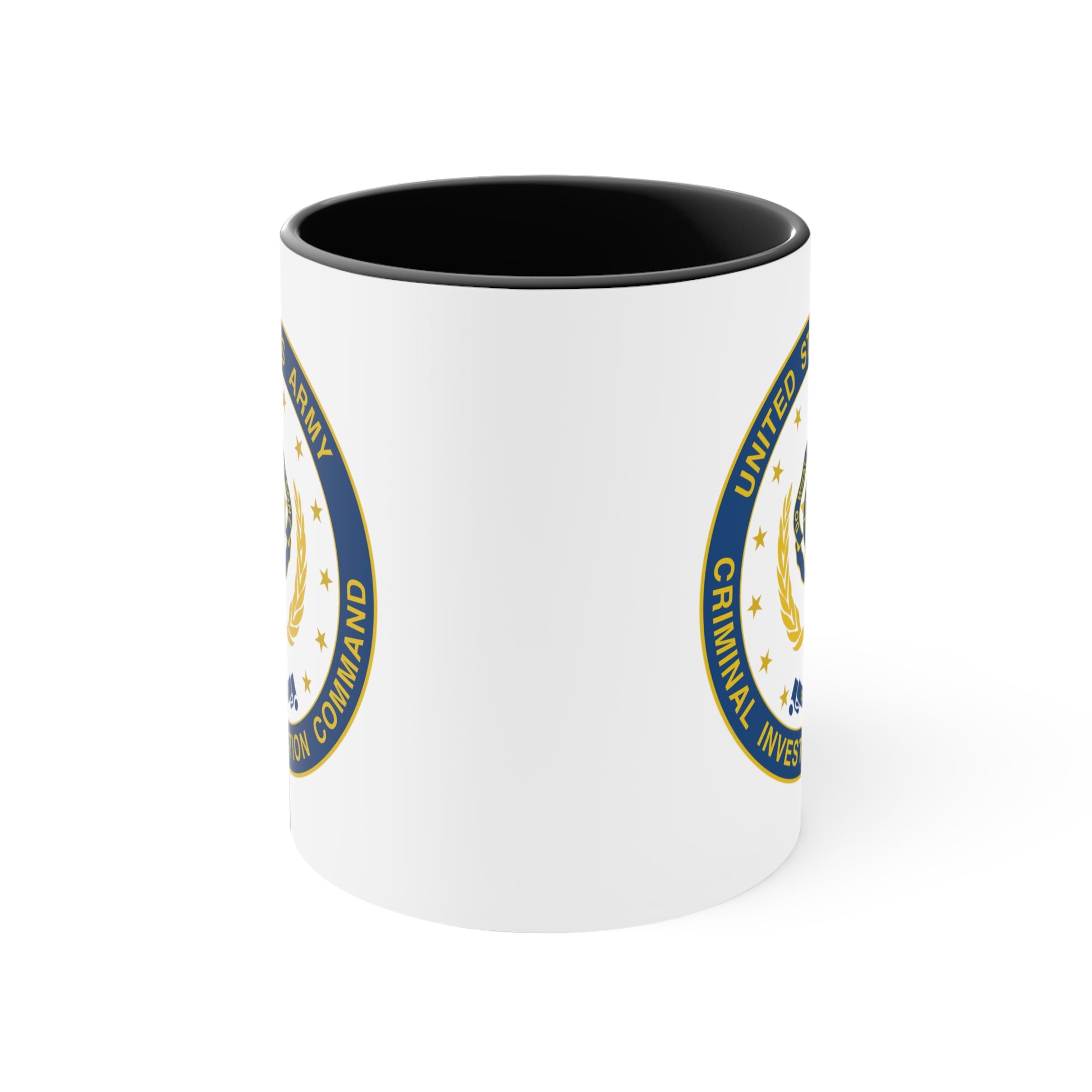 Army CIC Seal Coffee Mug - Double Sided Black Accent White Ceramic 11oz by TheGlassyLass.com