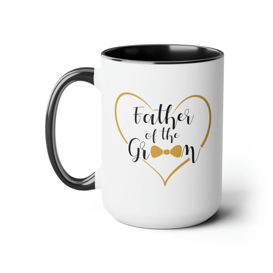 Father of the Groom Coffee Mug - Double Sided Black Accent Ceramic 15oz by TheGlassyLass.com