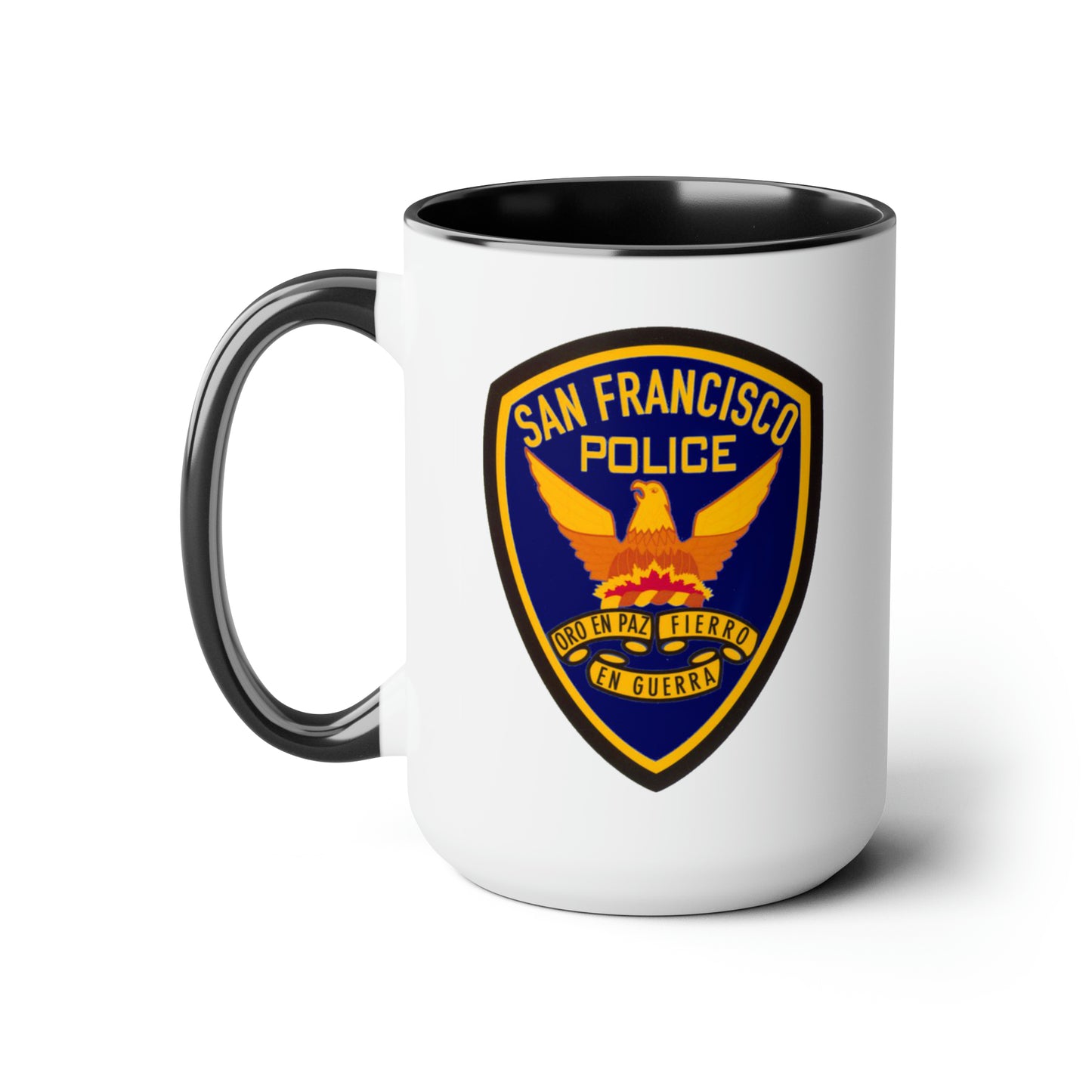 San Francisco Police Coffee Mug - Double Sided Black Accent White Ceramic 15oz by TheGlassyLass.com