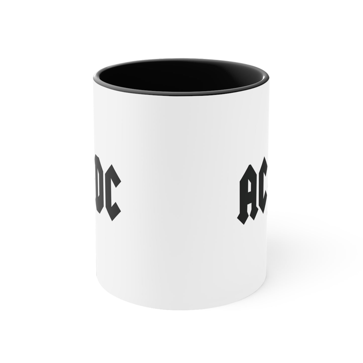 AC/DC Coffee Mug - Double Sided Black Accent White Ceramic 11oz by TheGlassyLass