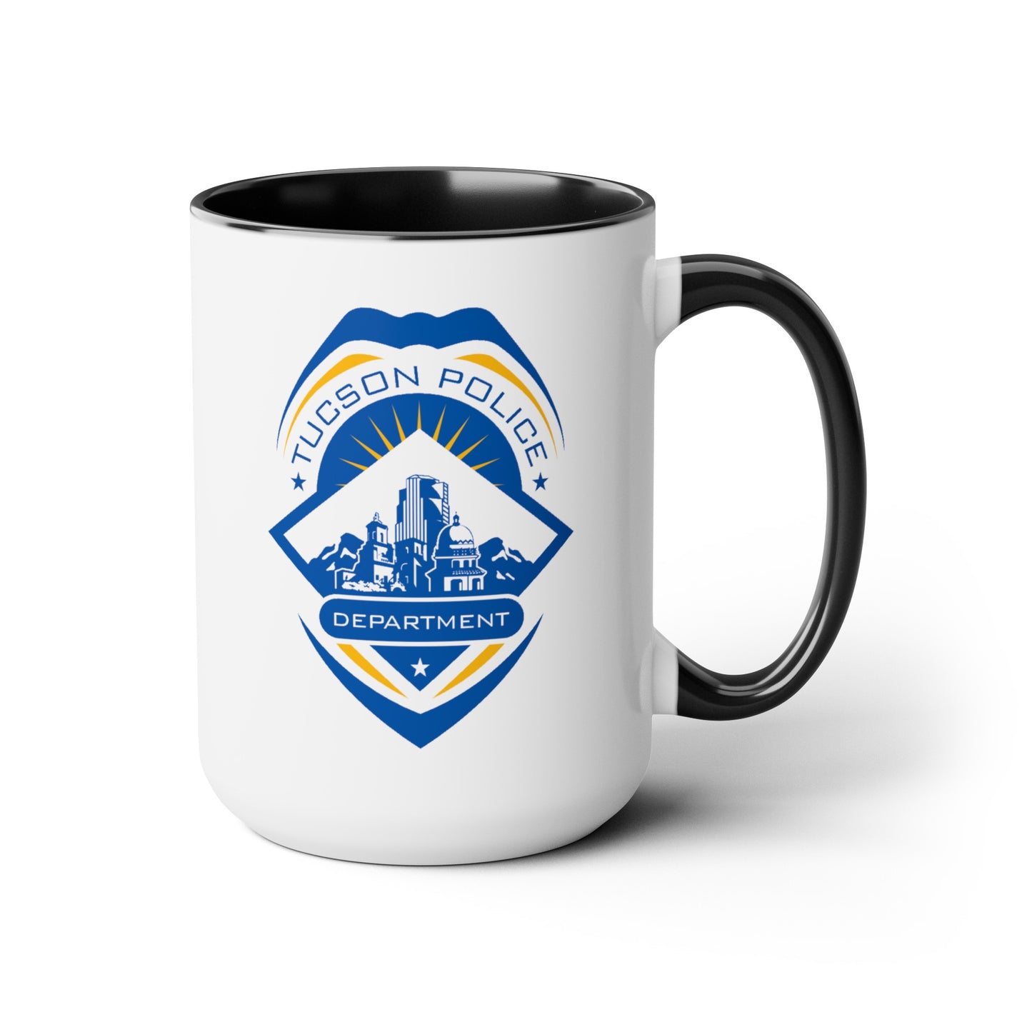 Tucson Police Coffee Mug - Double Sided Black Accent White Ceramic 15oz by TheGlassyLass.com