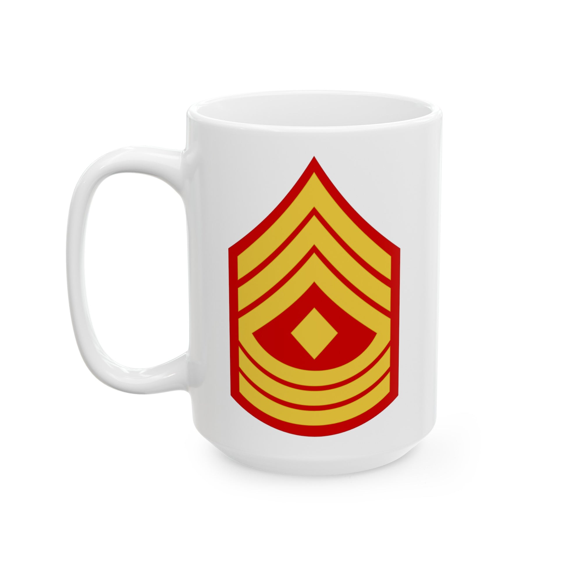 United States Marine Corps First Sergeant (E-8) Chevron Coffee Mug - Double Sided White Ceramic 15oz - by TheGlassyLass.com