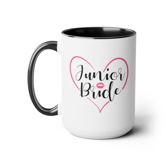 Junior Bride Cocoa Mug - Double Sided Black Accent Ceramic 15oz by TheGlassyLass.com