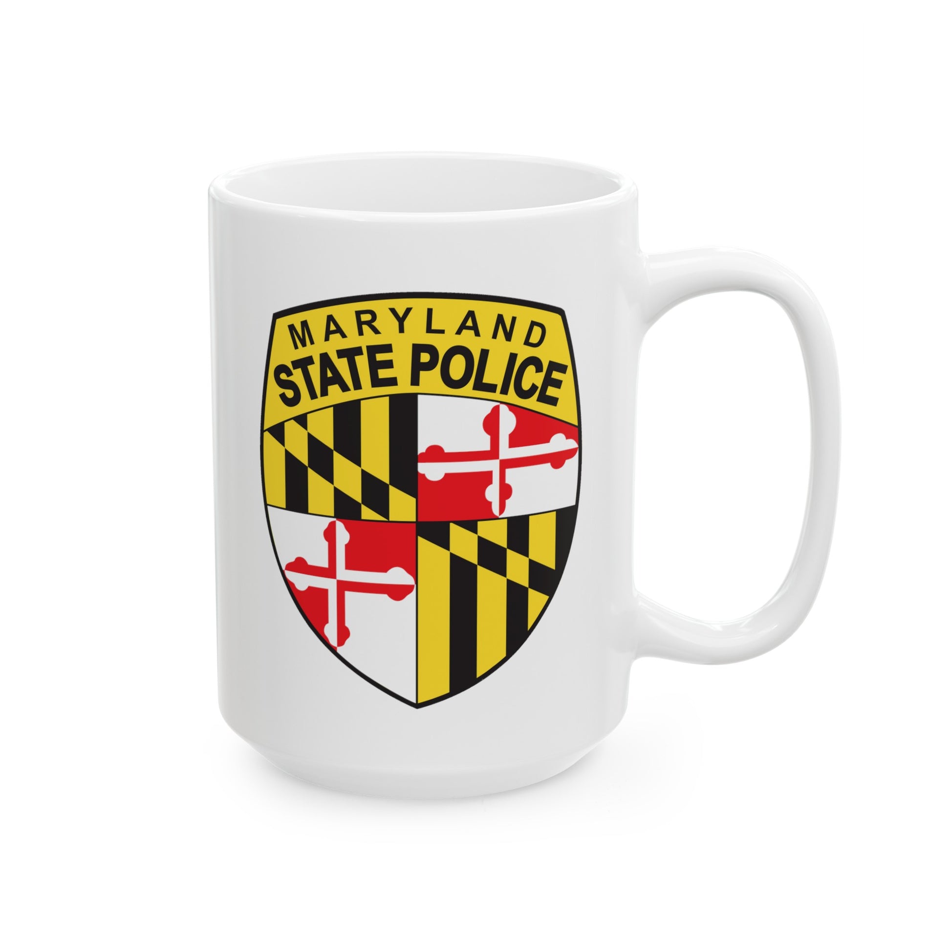 Maryland State Police Coffee Mug - Double Sided White Ceramic 15oz by TheGlassyLass.com