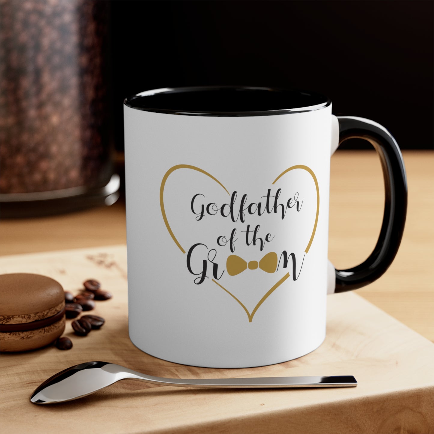 Godfather of the Groom Coffee Mug - Double Sided Black Accent Ceramic 11oz by TheGlassyLass.com