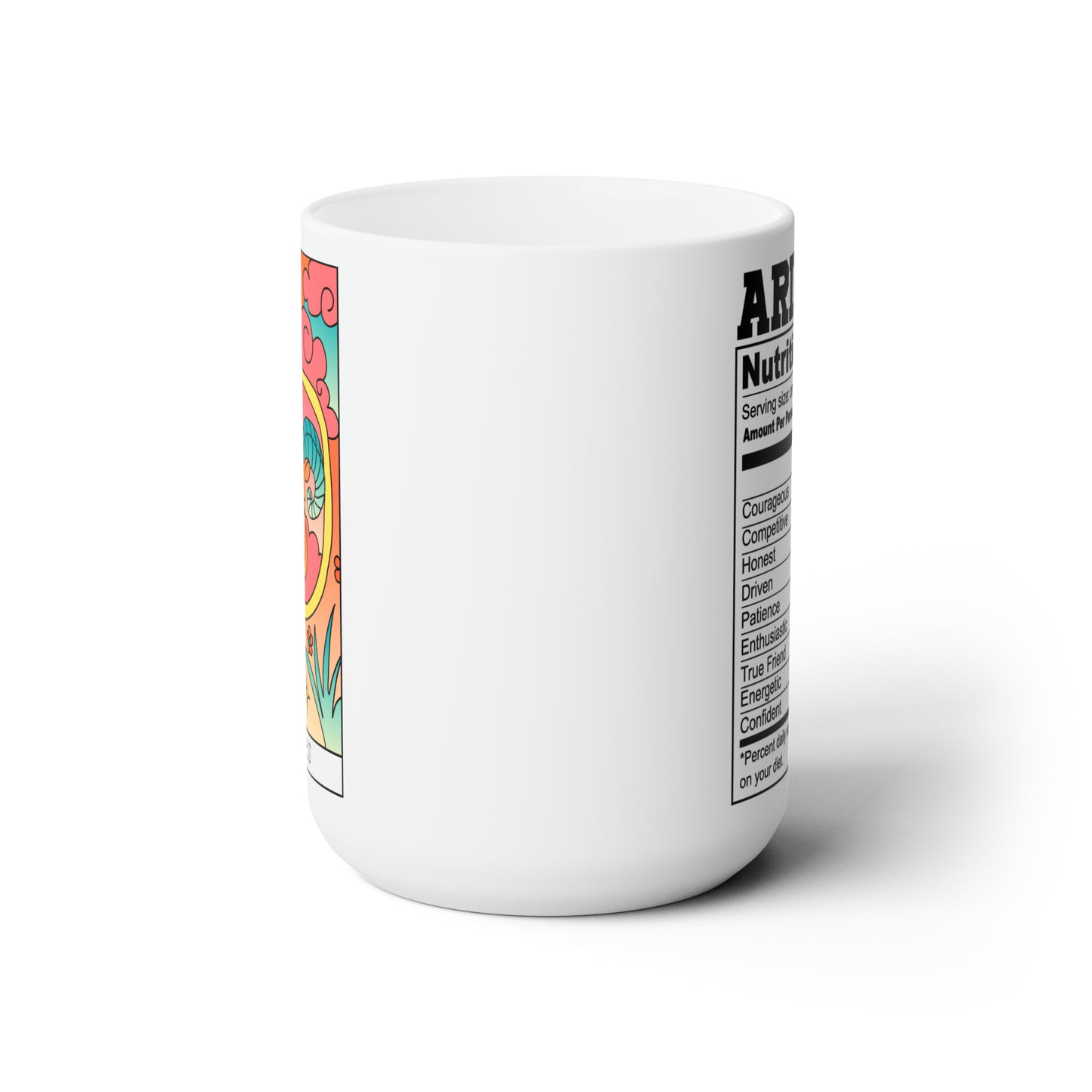 Aries Tarot Card Coffee Mug - Double Sided White Ceramic 15oz - by TheGlassyLass.com