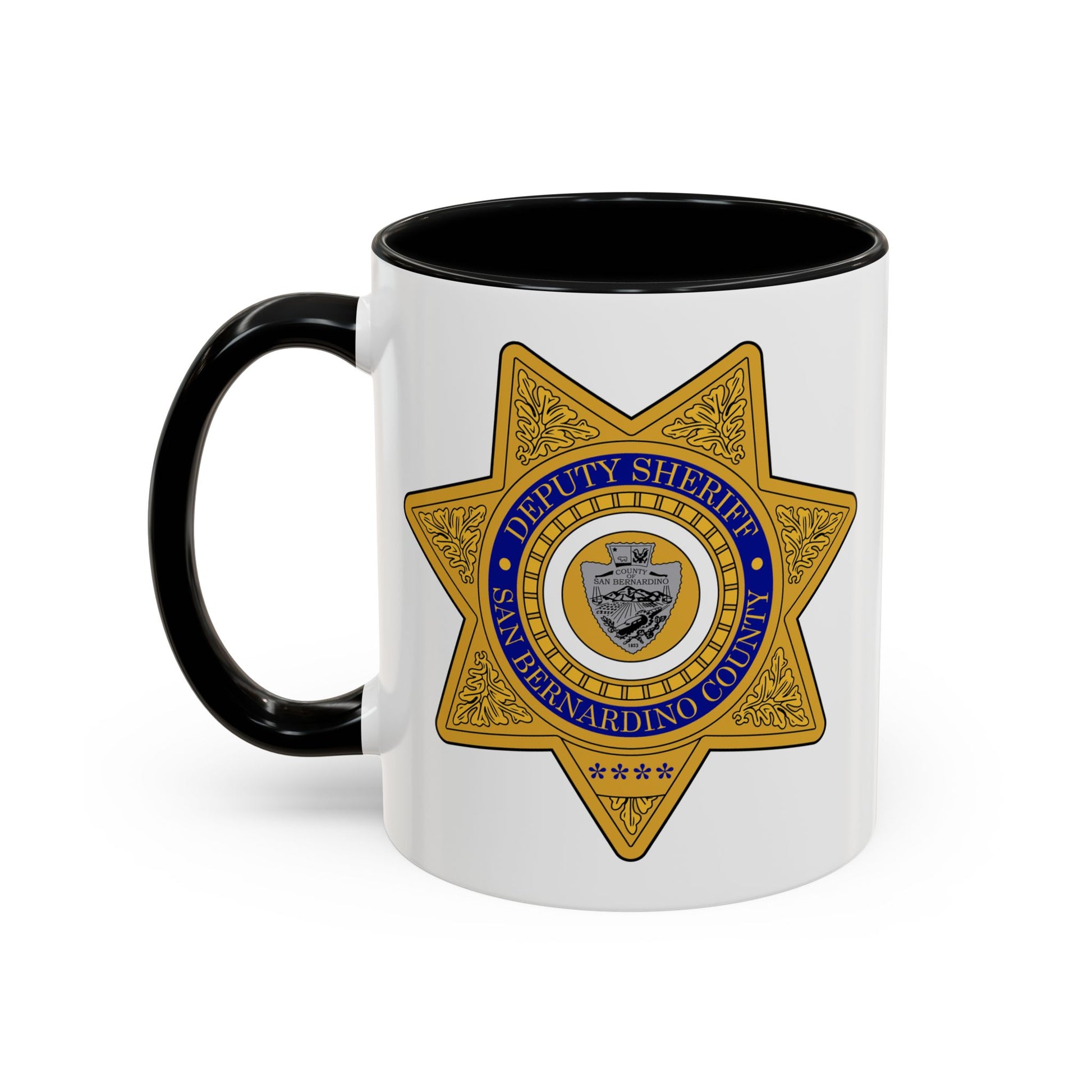 San Bernardino County Deputy Sheriff Coffee Mug - Double Sided Black Accent White Ceramic 11oz by TheGlassyLass.com