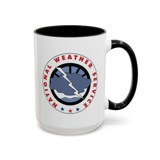 National Weather Service Coffee Mug - Double Sided Black Accent White Ceramic 15oz by TheGlassyLass.com