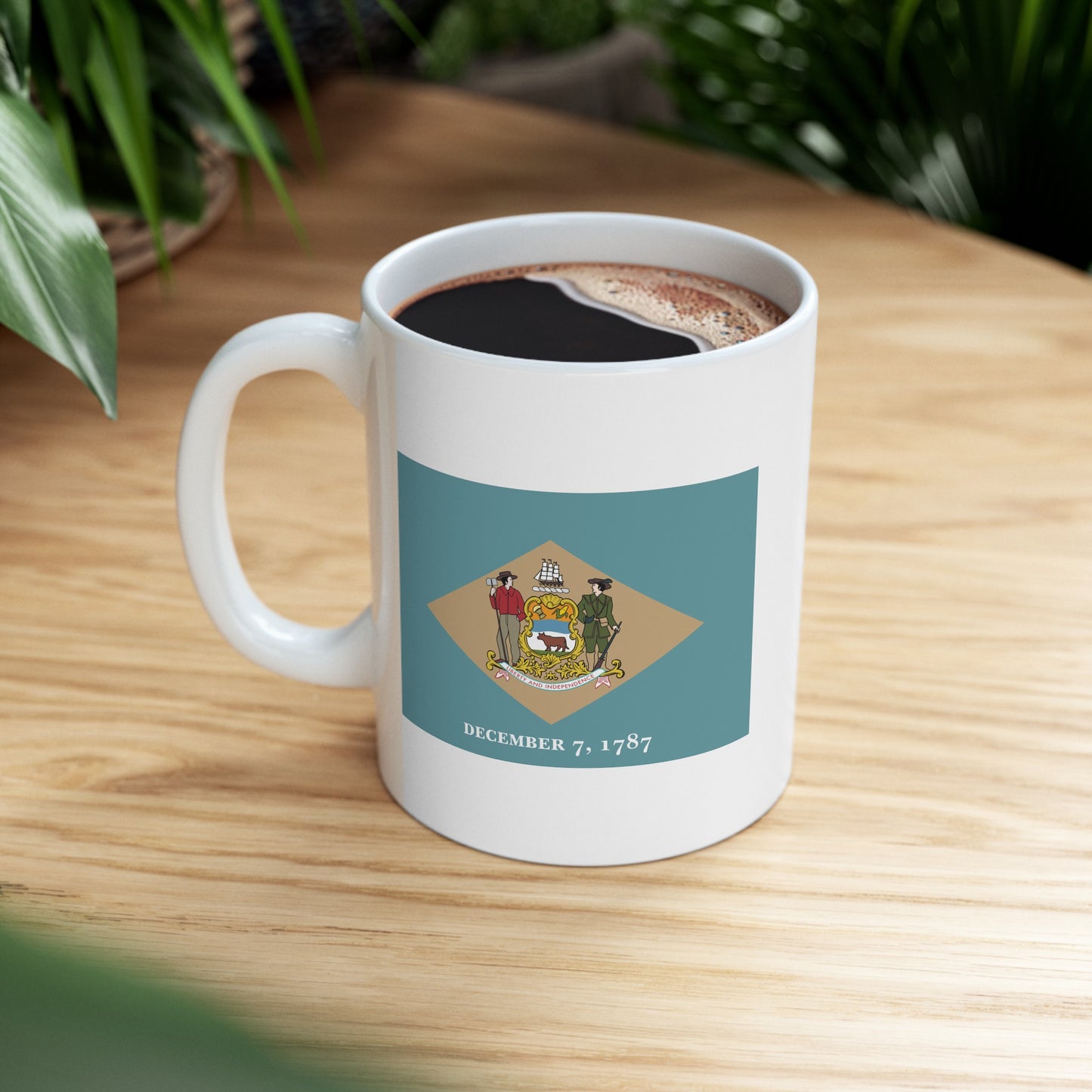 Delaware State Flag - Double Sided White Ceramic Coffee Mug 11oz by TheGlassyLass.com