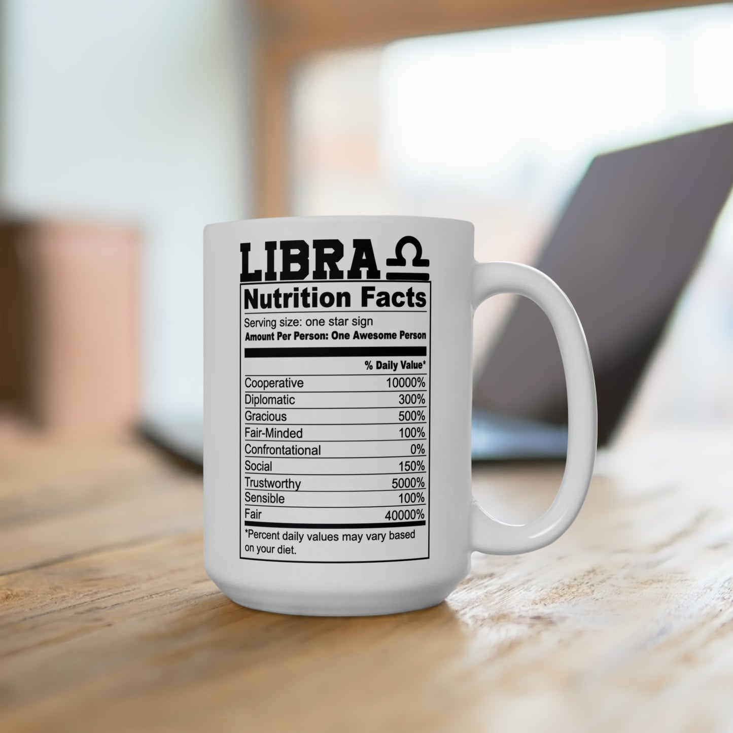 Libra Tarot Card Coffee Mug - Double Sided White Ceramic 15oz - by TheGlassyLass.com