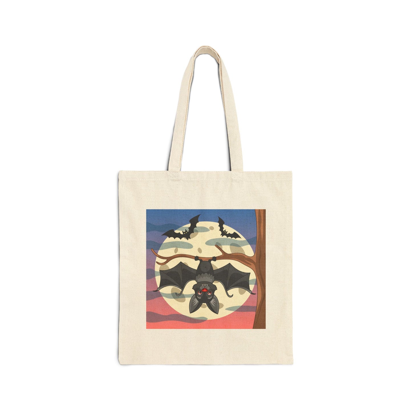 Bat Moon Haunted Halloween Trick or Treat Tote Bag - Heavyweight 100% Cotton Canvas by TheGlassyLass.com