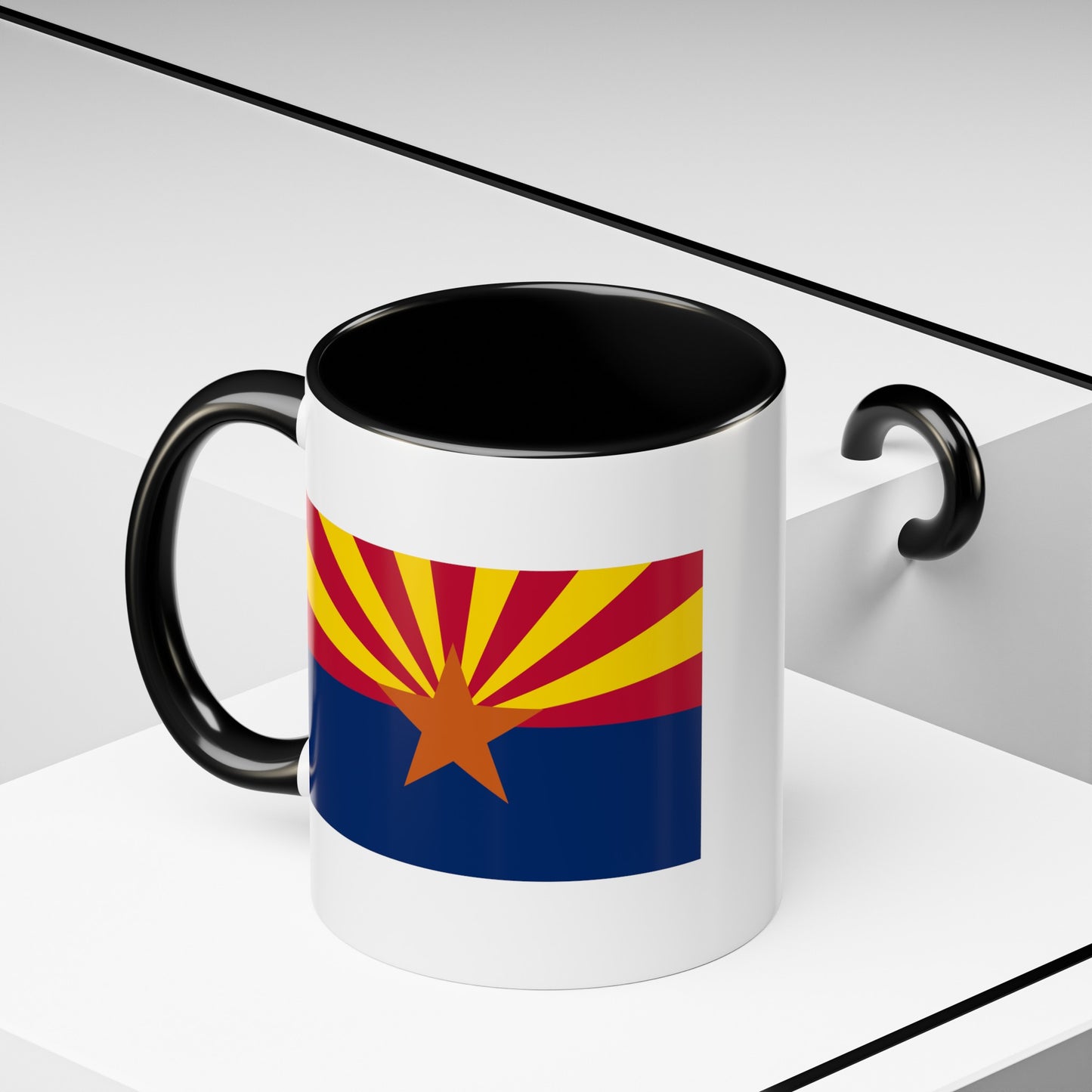 Arizona State Flag - Double Sided Black Accent White Ceramic Coffee Mug 11oz by TheGlassyLass.com