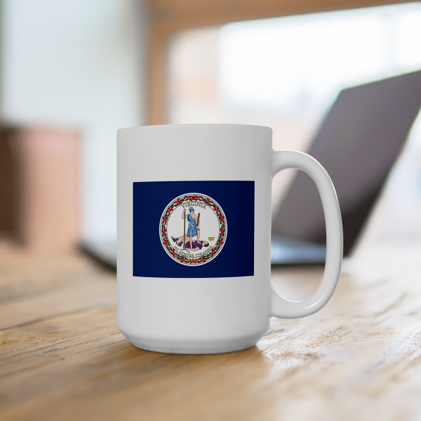 Commonwealth of Virginia State Flag - Double Sided White Ceramic Coffee Mug 15oz by TheGlassyLass.com