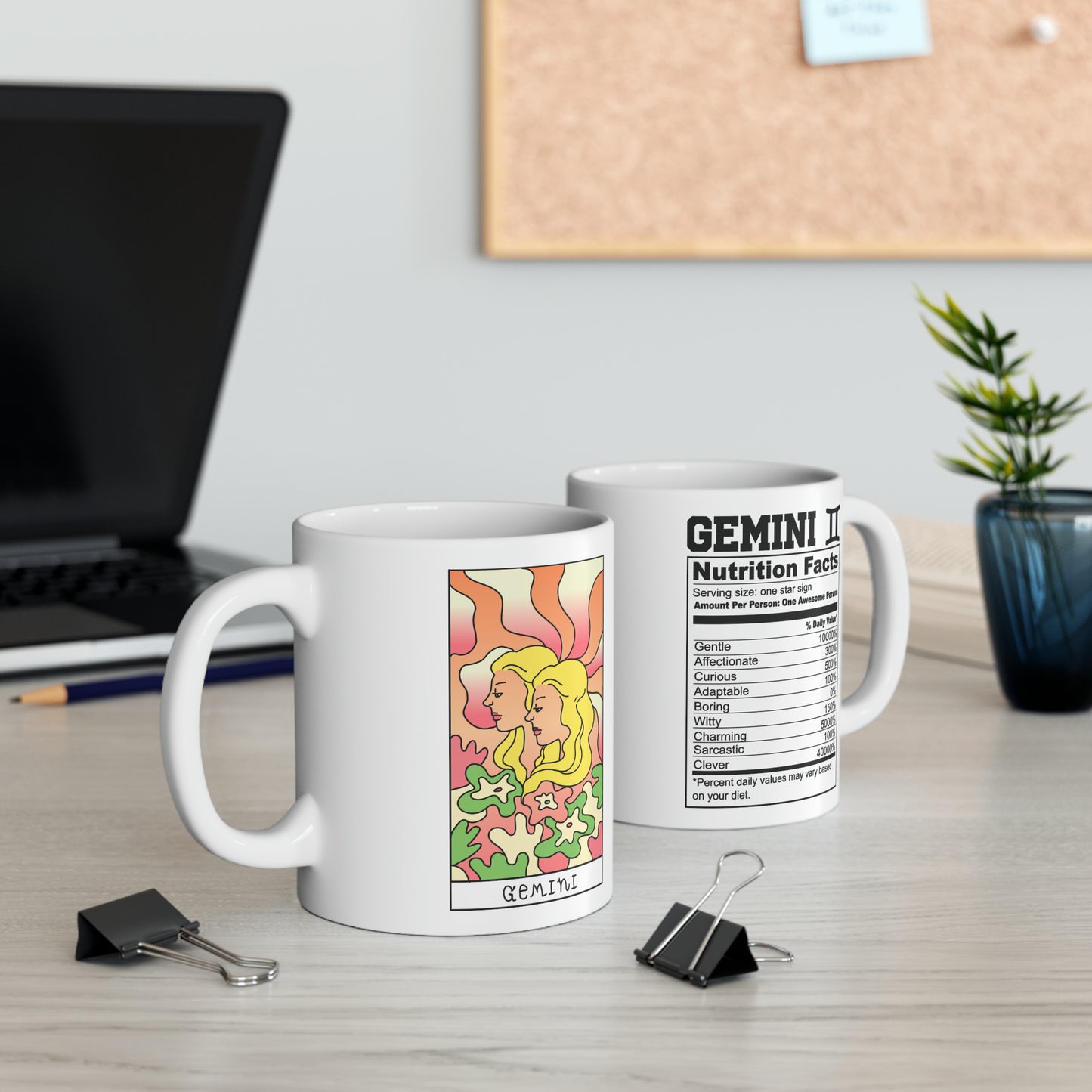 Gemini Tarot Card Coffee Mug - Double Sided 11oz White Ceramic by TheGlassyLass.com