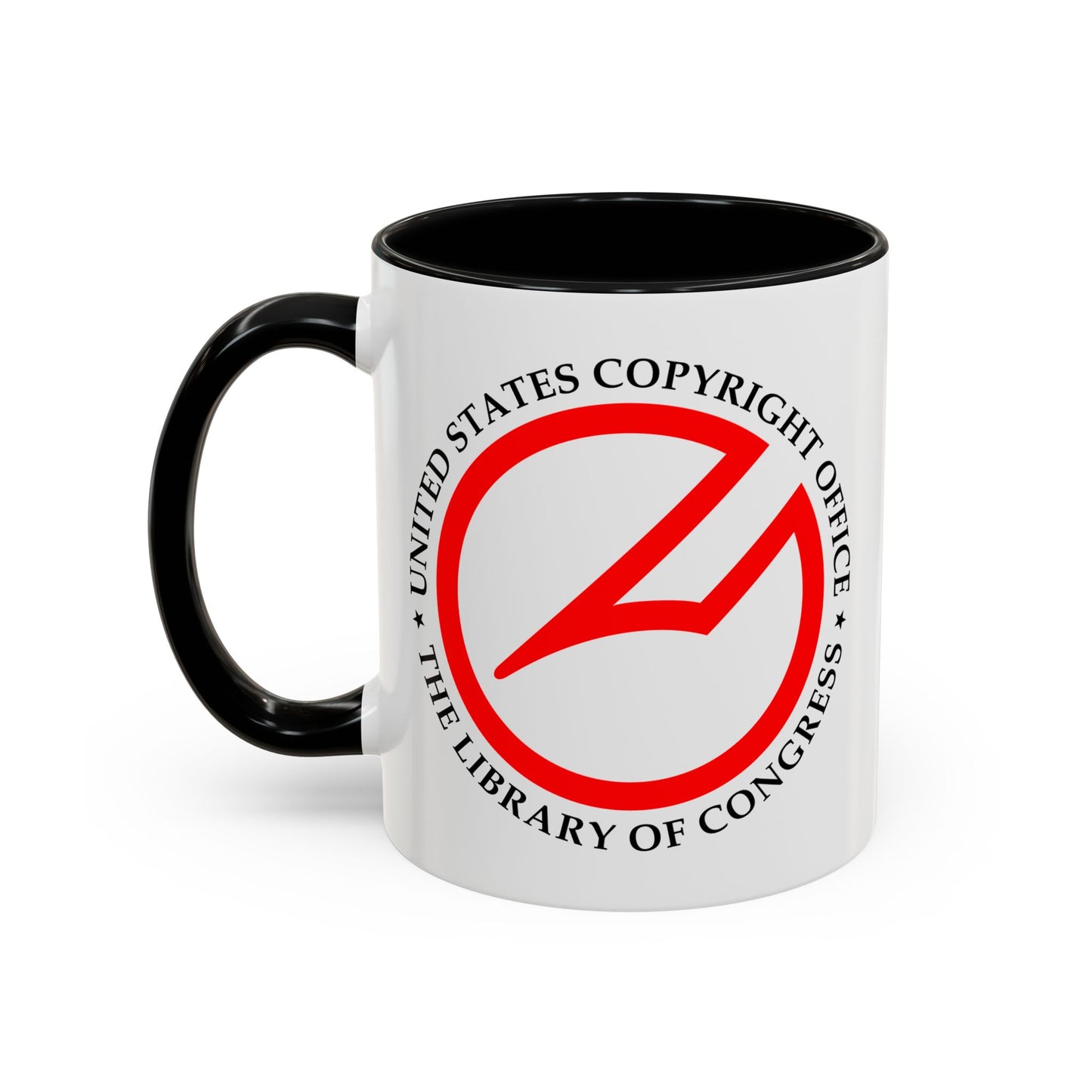 United State Copyright Office Coffee Mug - Double Sided Print, Black Accent White Ceramic, 11oz by TheGlassyLass.com