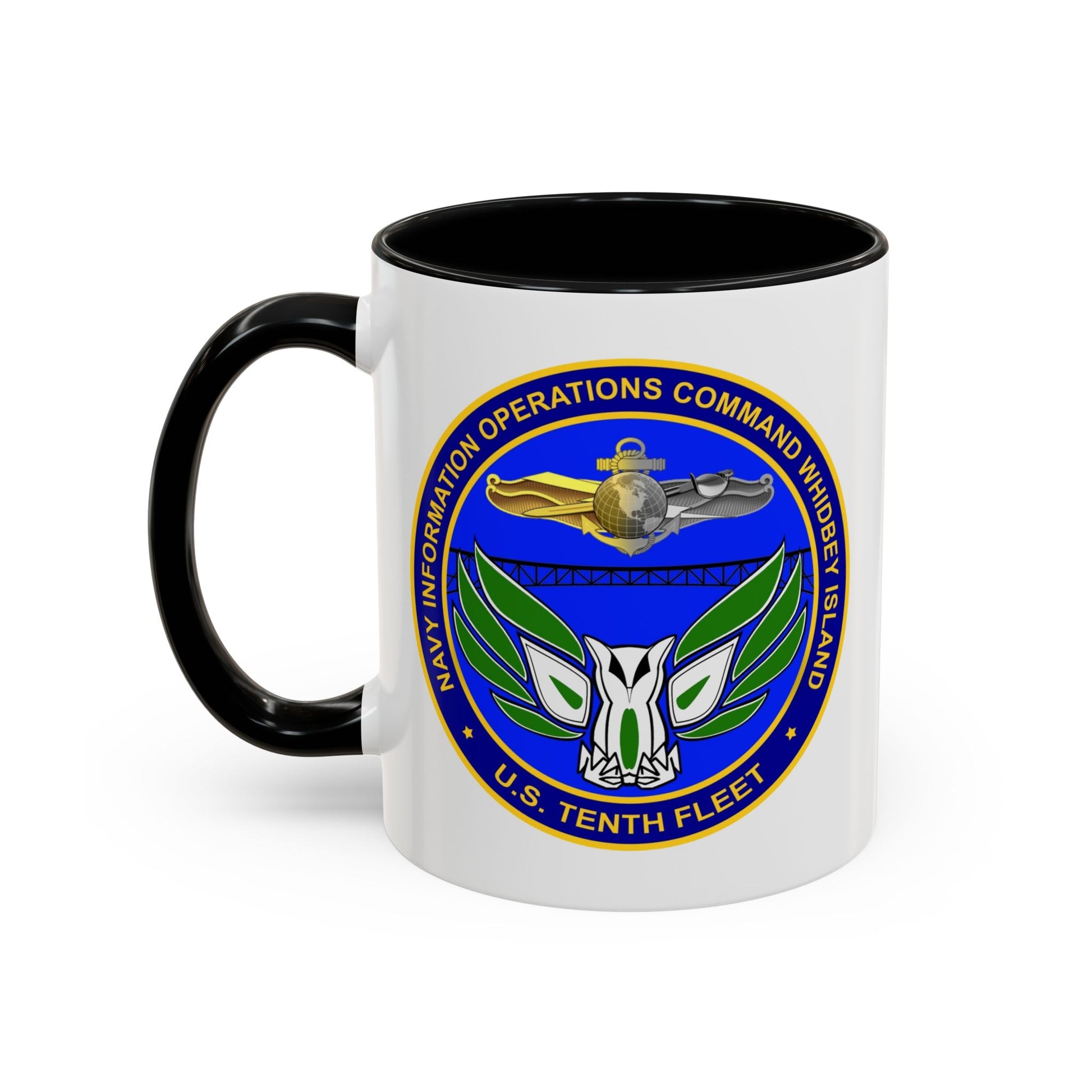 Naval Air Station Whidbey Island Coffee Mug - Double Sided Print, Black Accent White Ceramic, 11oz by TheGlassyLass.com