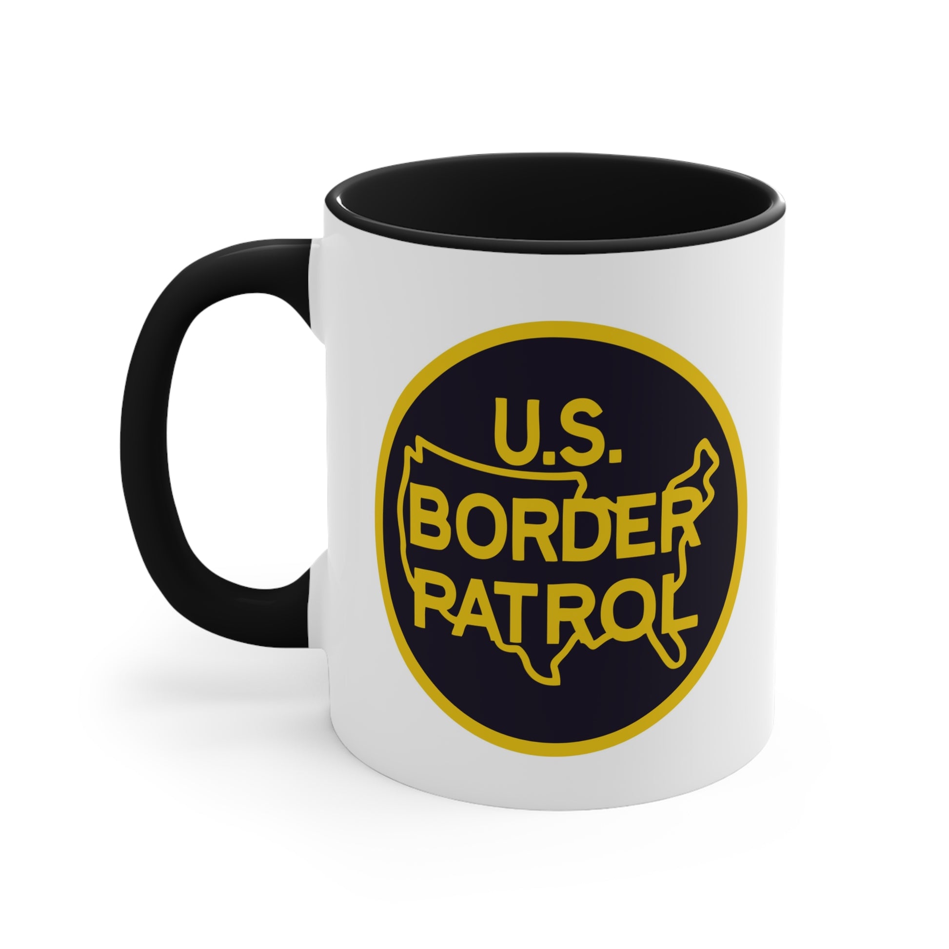 US Border Patrol Coffee Mug - Double Sided Black Accent White Ceramic 11oz by TheGlassyLass