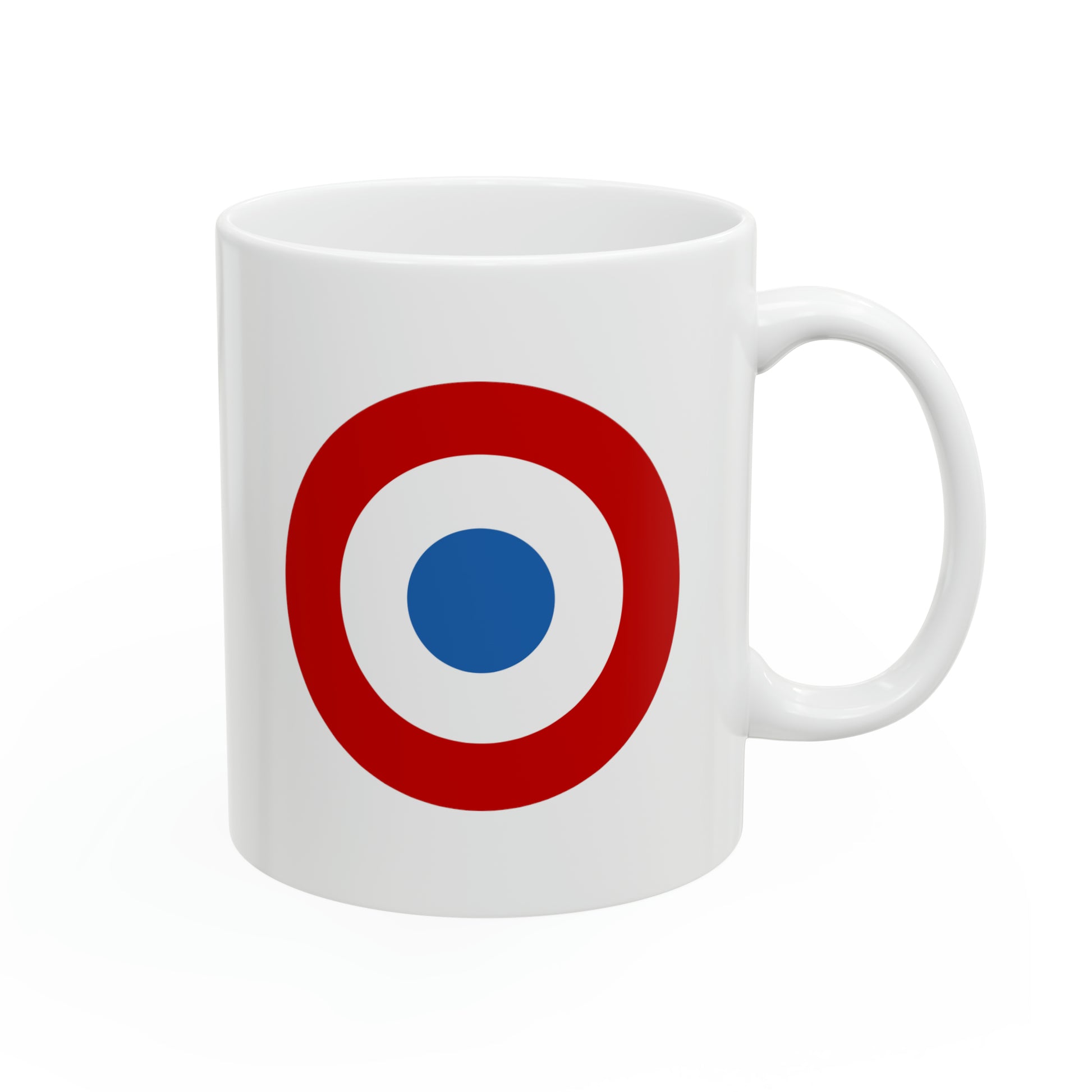 French Air Force Roundel Coffee Mug - Double Sided White Ceramic 11oz - By TheGlassyLass.com