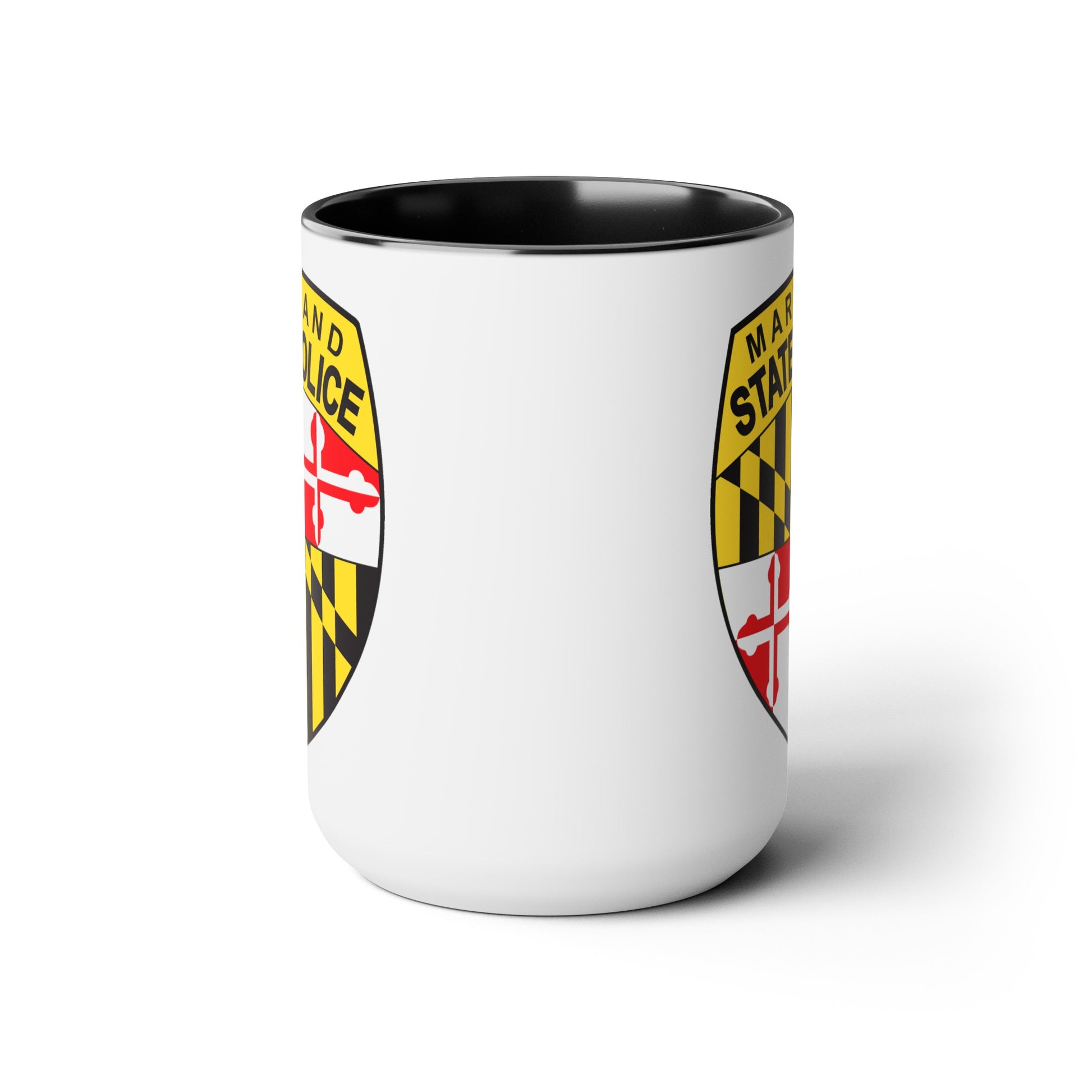 Maryland State Police Coffee Mug - Double Sided Black Accent White Ceramic 15oz by TheGlassyLass.com