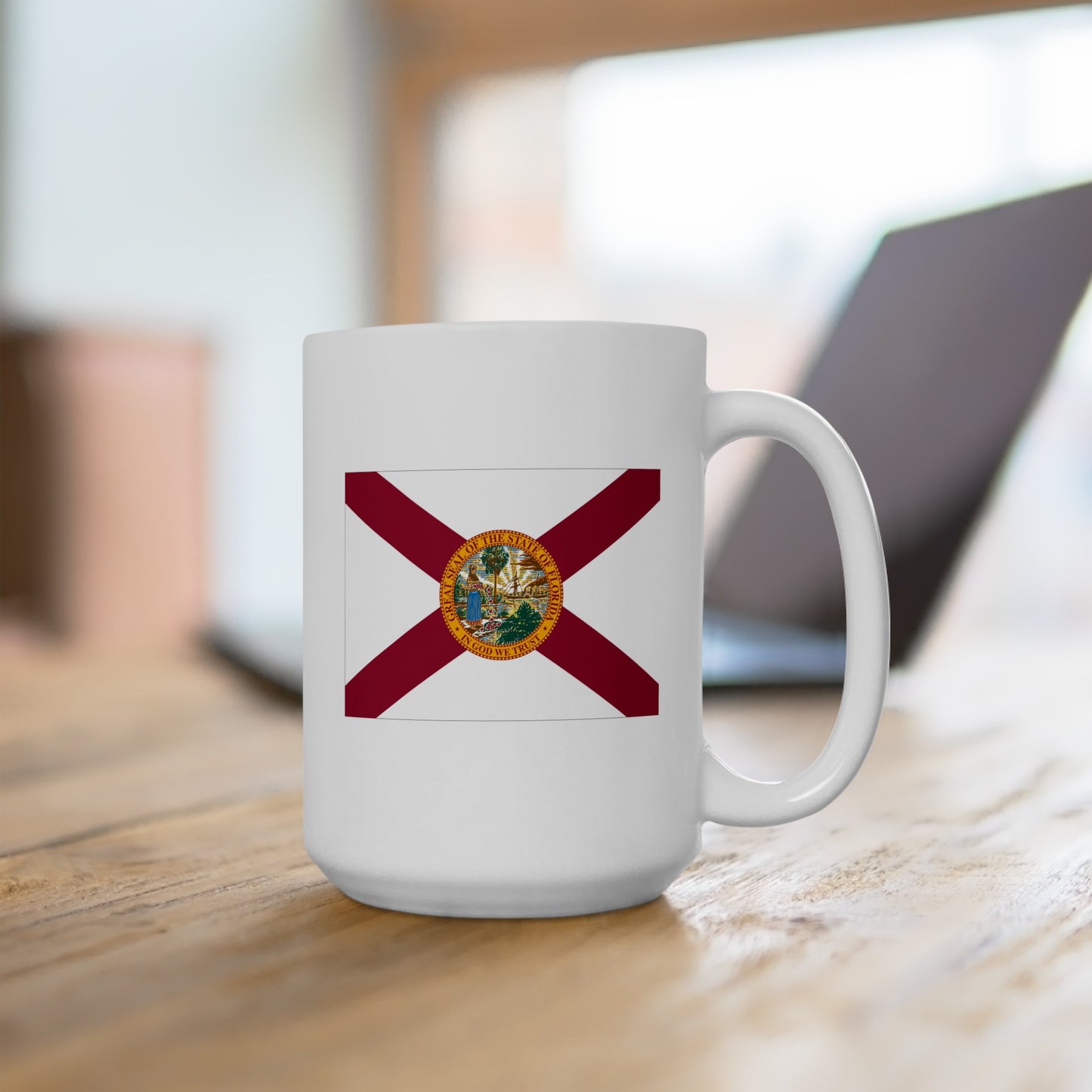 Florida State Flag - Double Sided White Ceramic Coffee Mug 15oz by TheGlassyLass.com